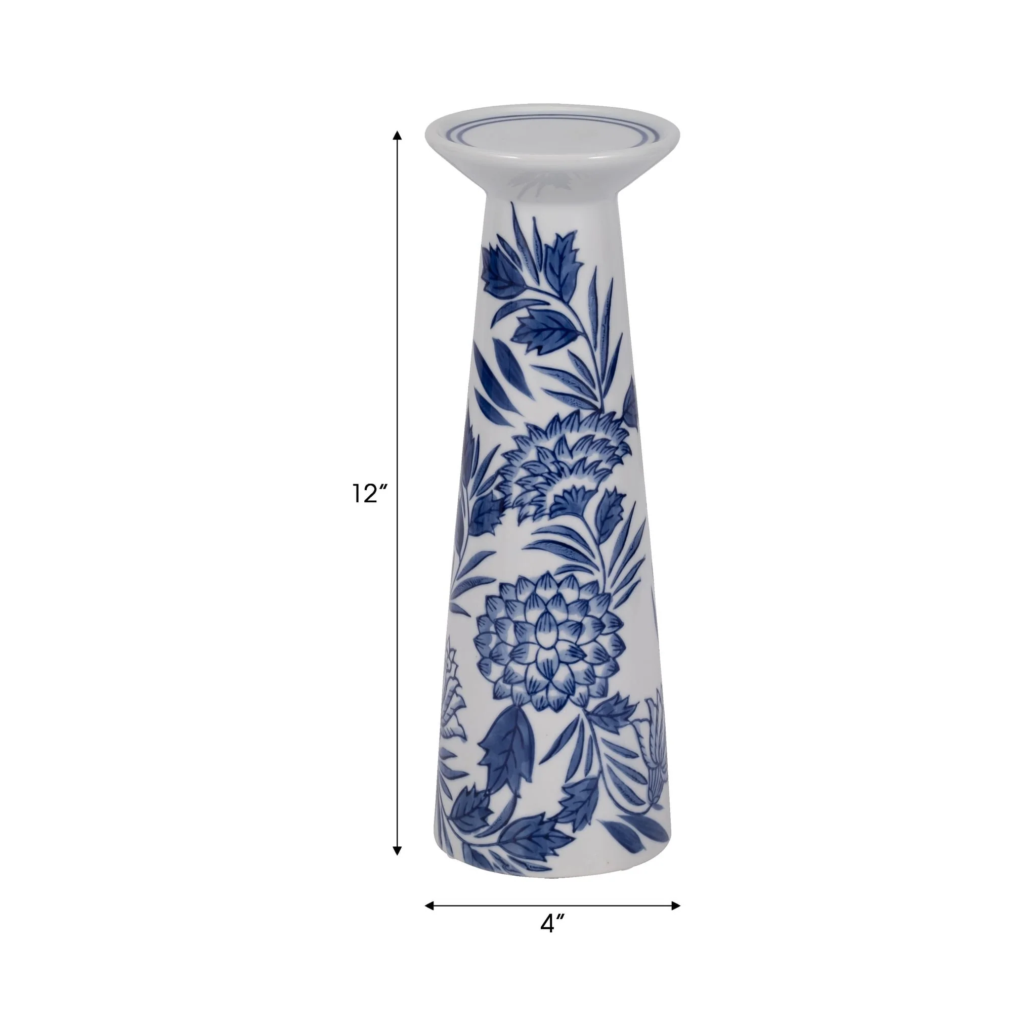 Porc,12"h Chinoiserie Candle Holder,blue/wht - Image 9