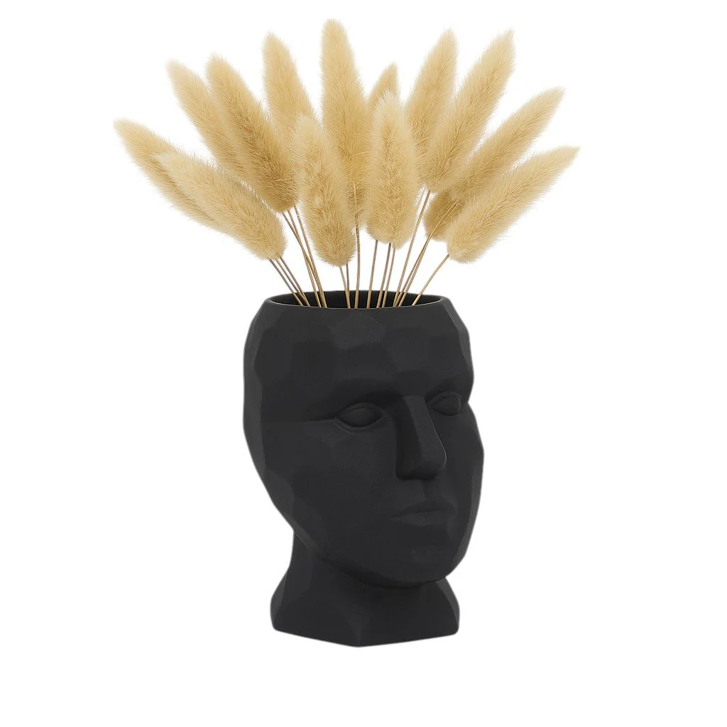 Porcelain, 6" Dia Face Vase, Black - Image 2