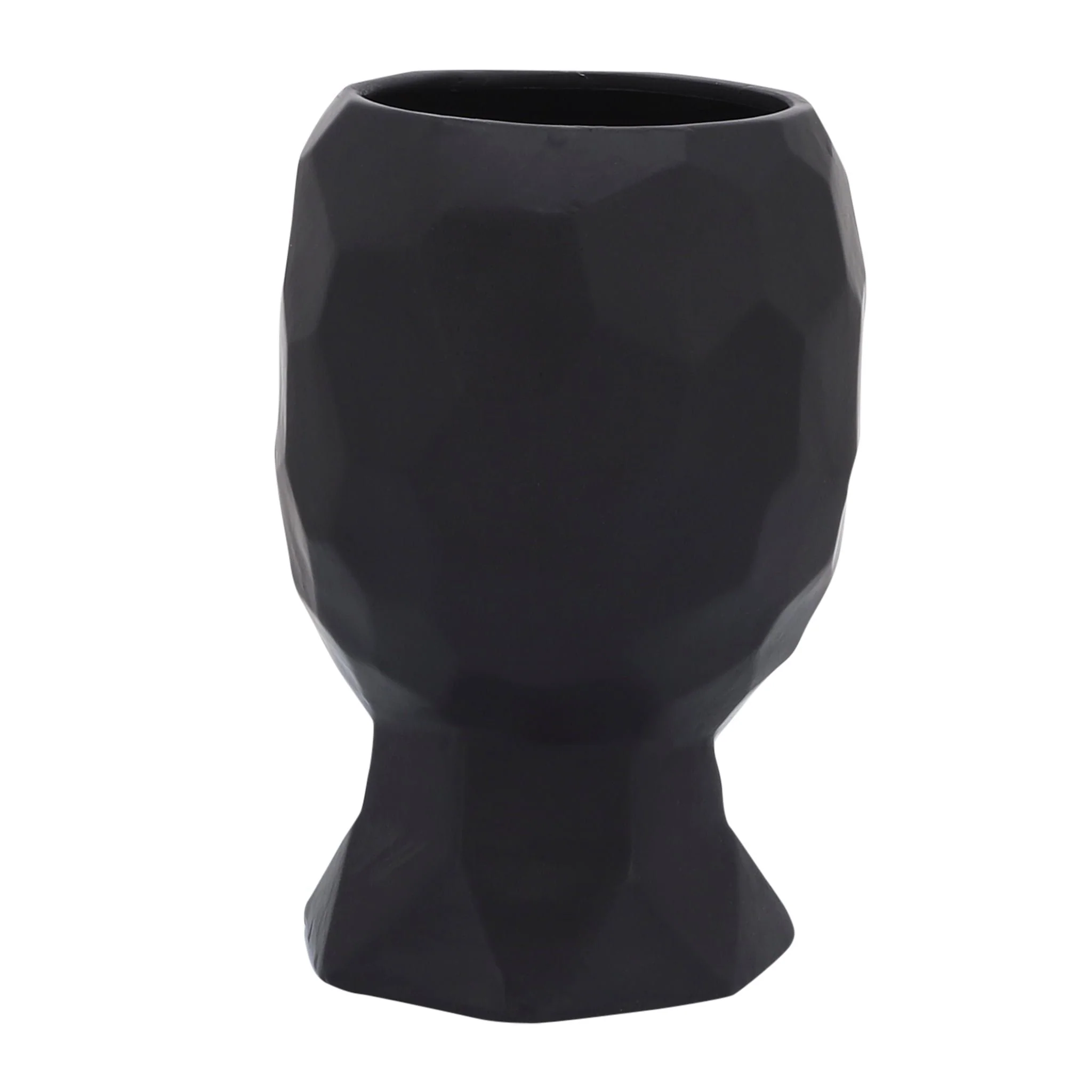Porcelain, 6" Dia Face Vase, Black - Image 5