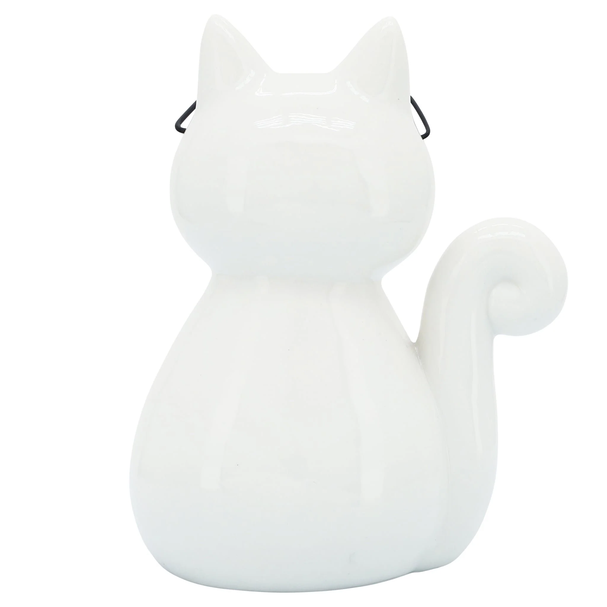 Porcelain, 8"h Cat W/ Glasses, White - Image 5