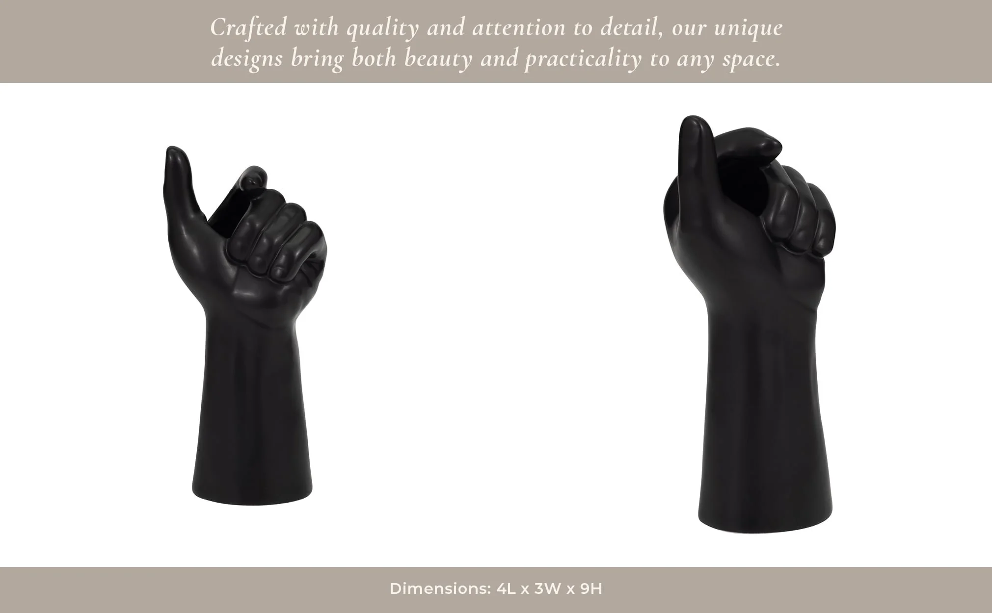 Porcelain, 9" Hand Vase, Black - Image 13