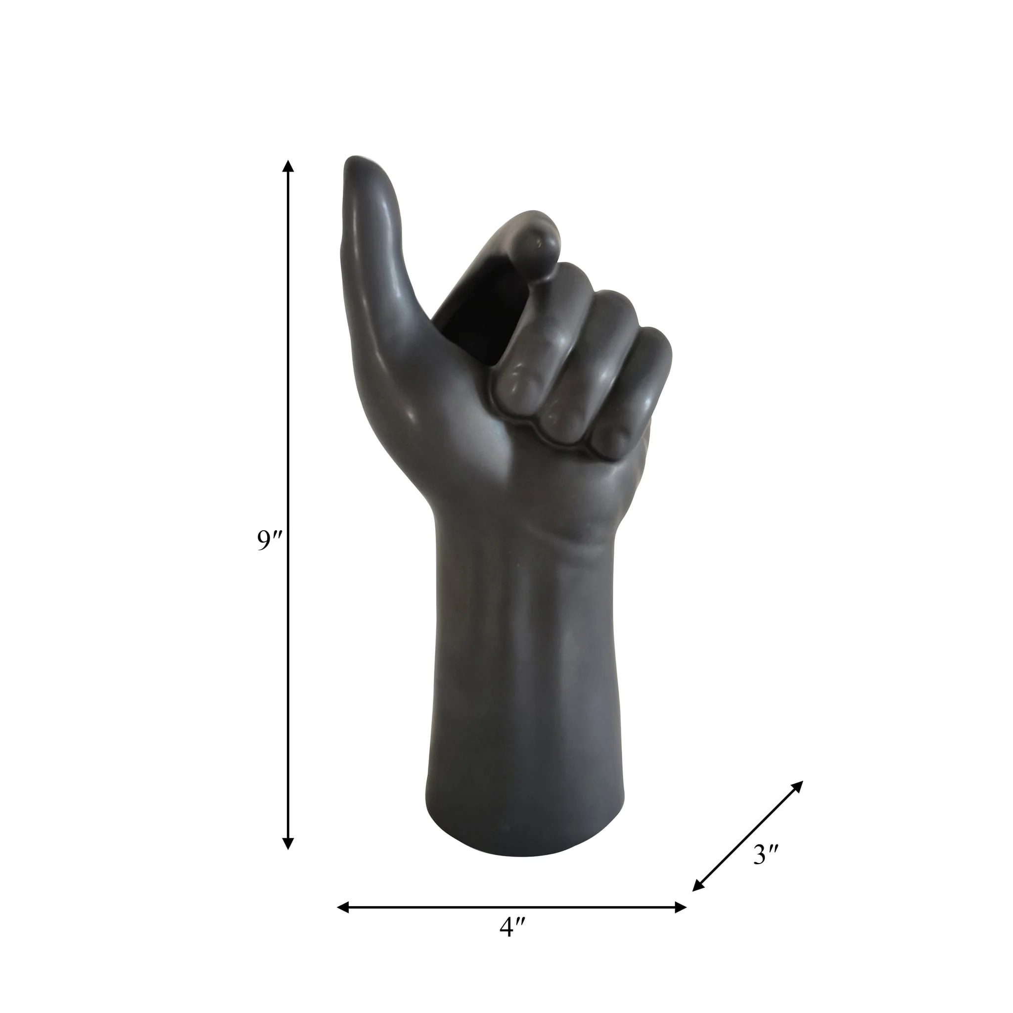 Porcelain, 9" Hand Vase, Black - Image 9