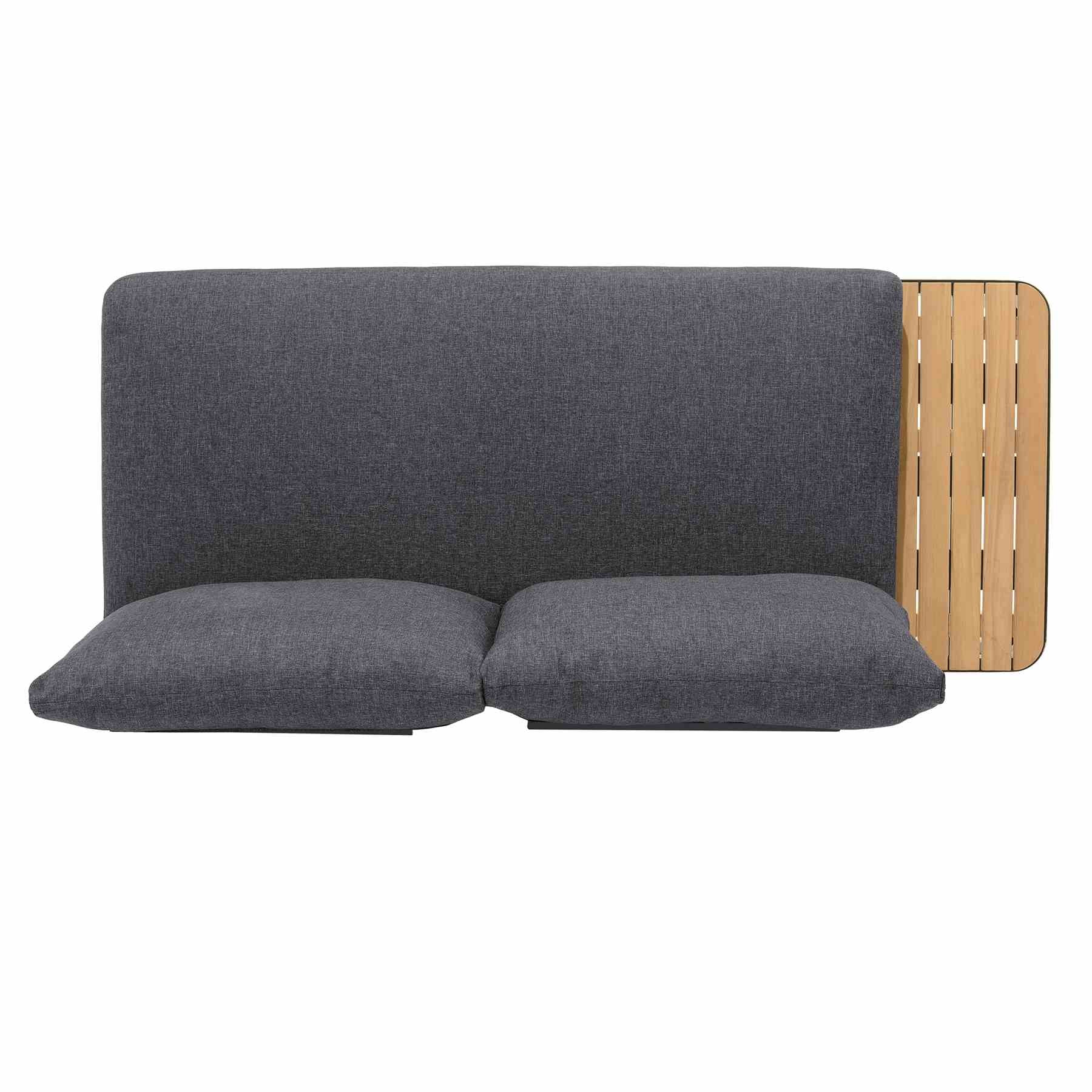 Portals Outdoor 2 piece Sofa Set in Black Finish with Natural Teak Wood Accent - Image 4