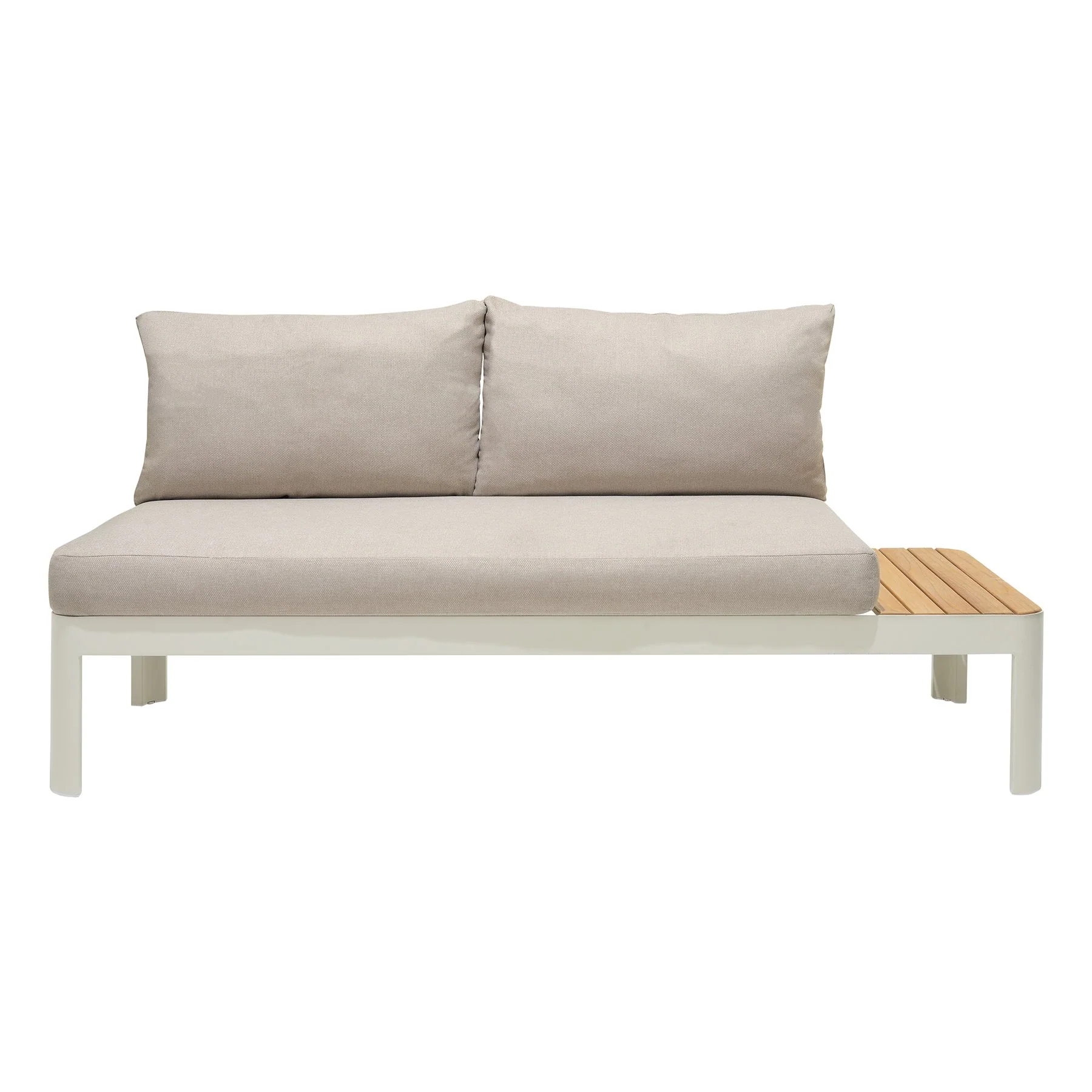 Portals Outdoor 4 Piece Sofa set in Matte Sand Finish with Natural Teak Wood - Image 4