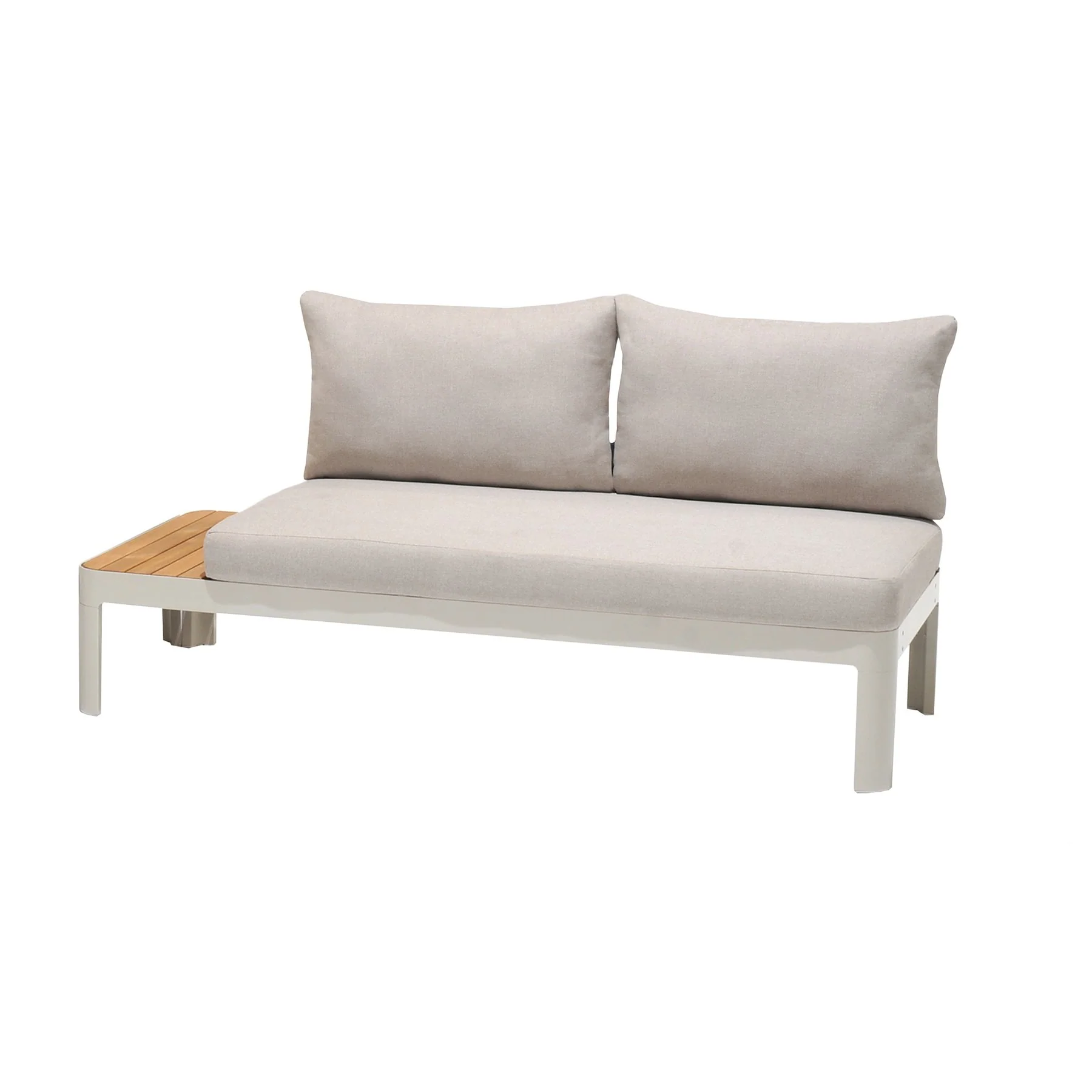Portals Outdoor 4 Piece Sofa set in Matte Sand Finish with Natural Teak Wood - Image 5