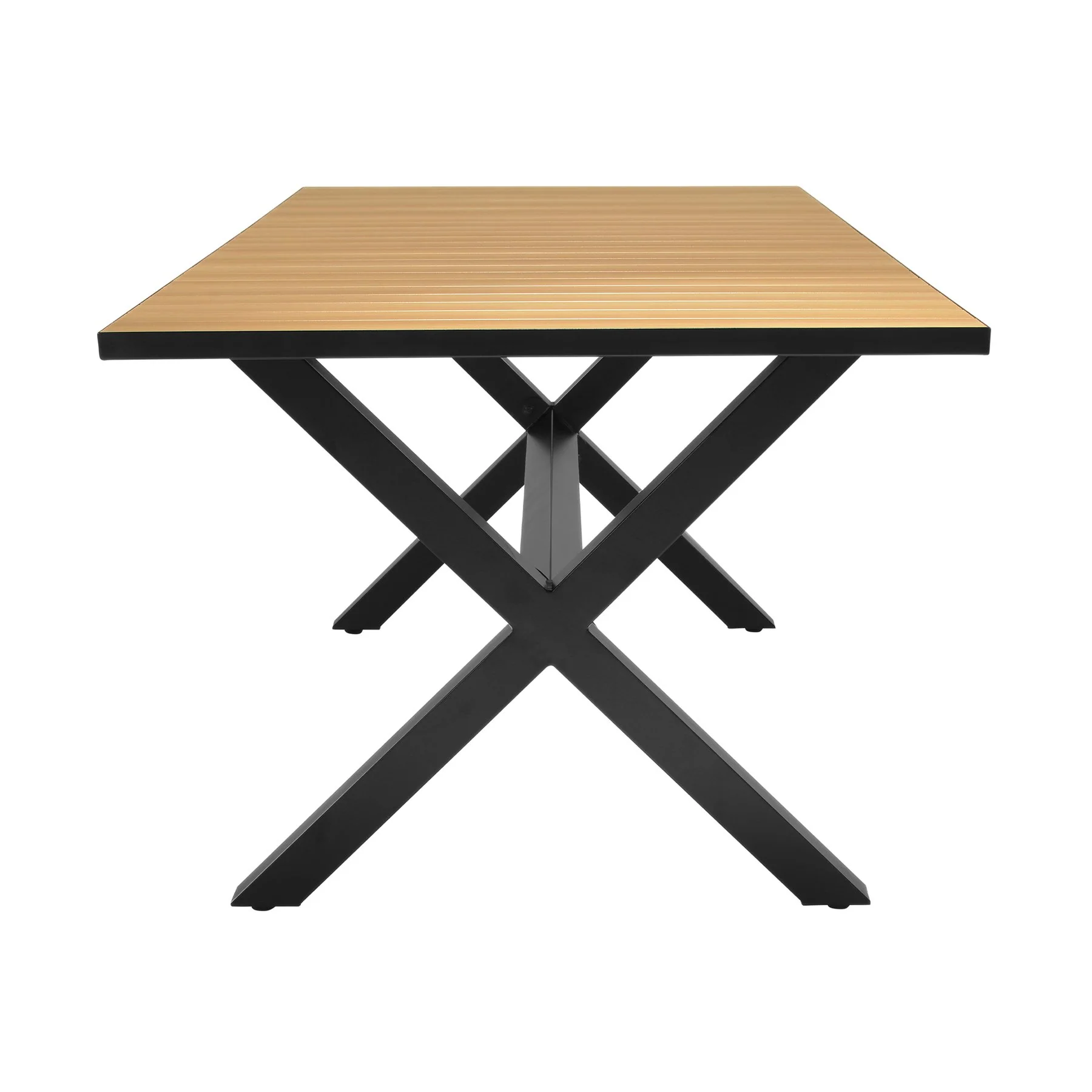 Portals Outdoor 5 Piece Black Aluminum & Teak Wood Dining Set - Image 7
