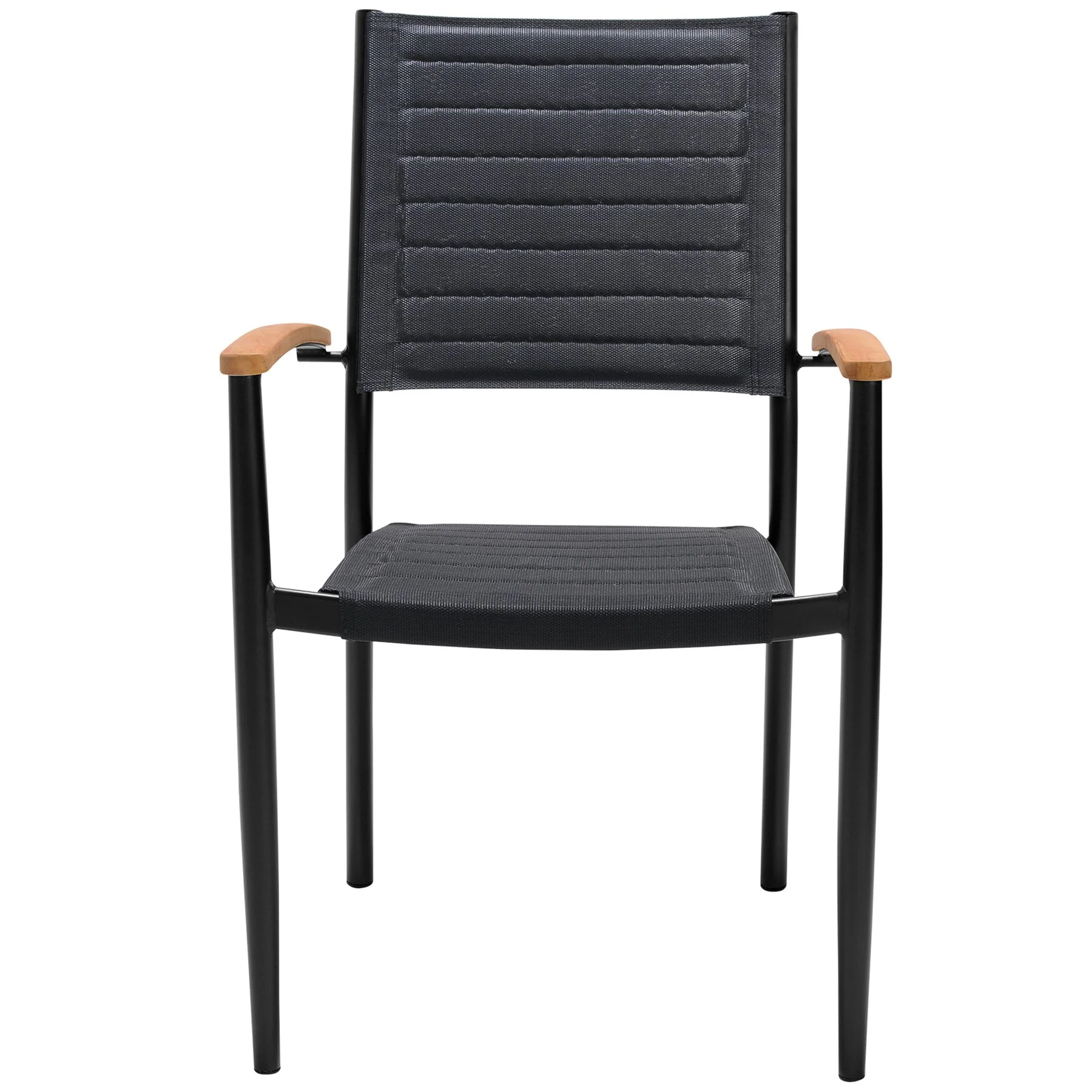 Portals Outdoor 7 Piece Black Aluminum & Teak Wood Dining Set - Image 3