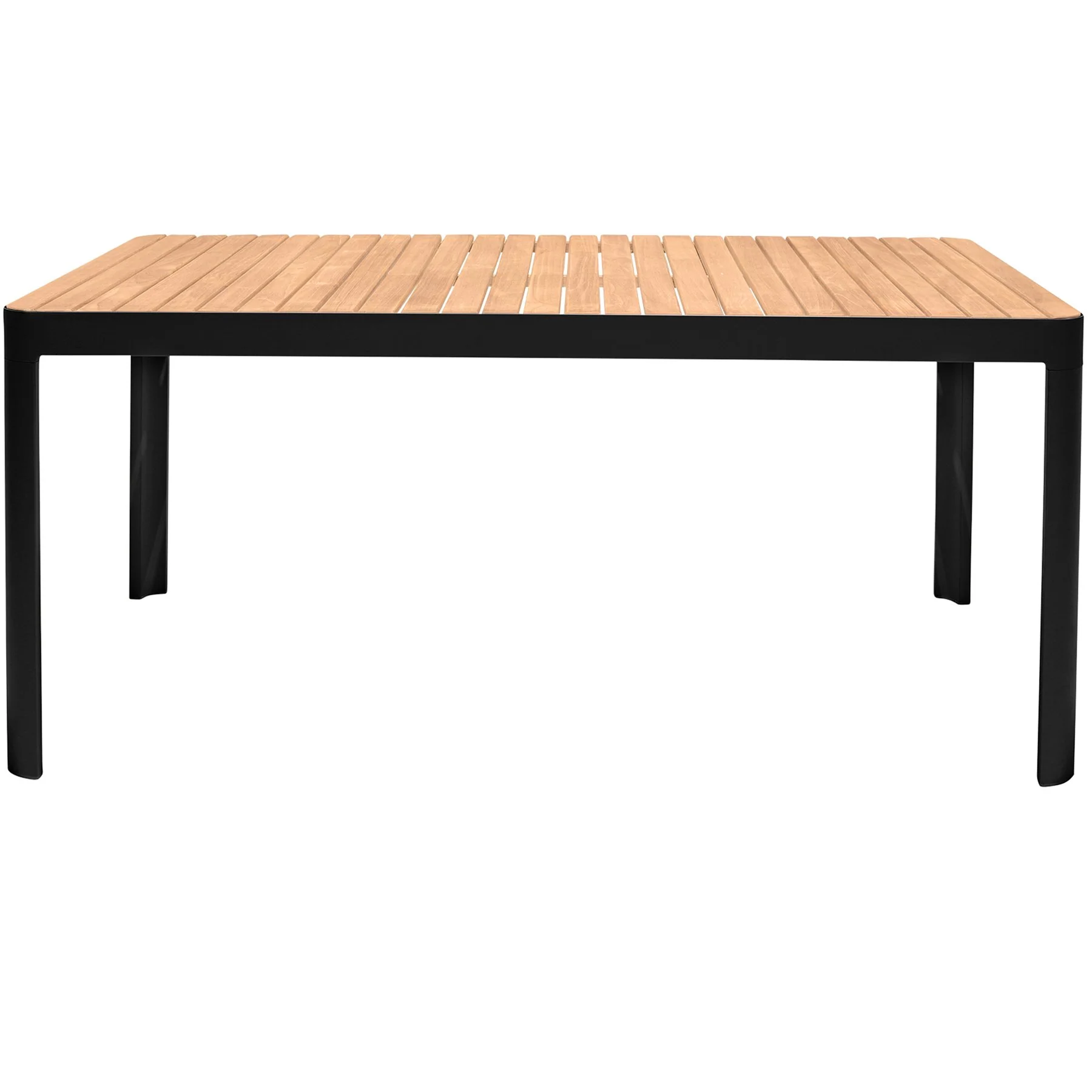 Portals Outdoor 7 Piece Black Aluminum & Teak Wood Dining Set - Image 4