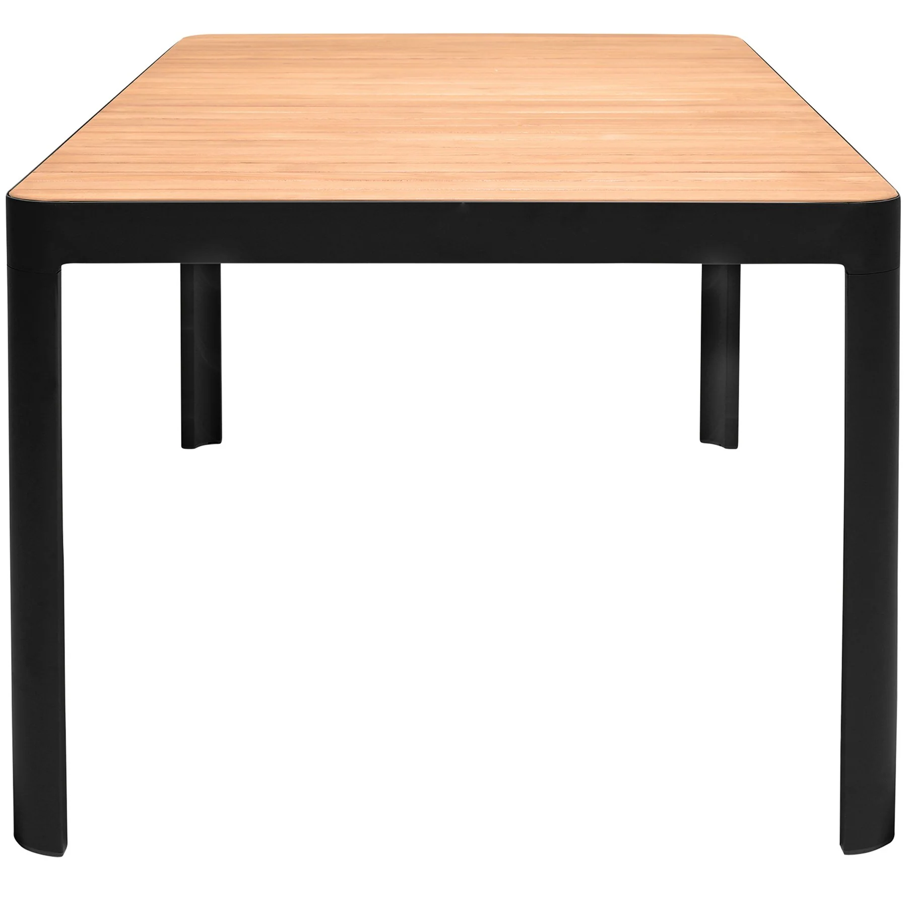 Portals Outdoor 7 Piece Black Aluminum & Teak Wood Dining Set - Image 5