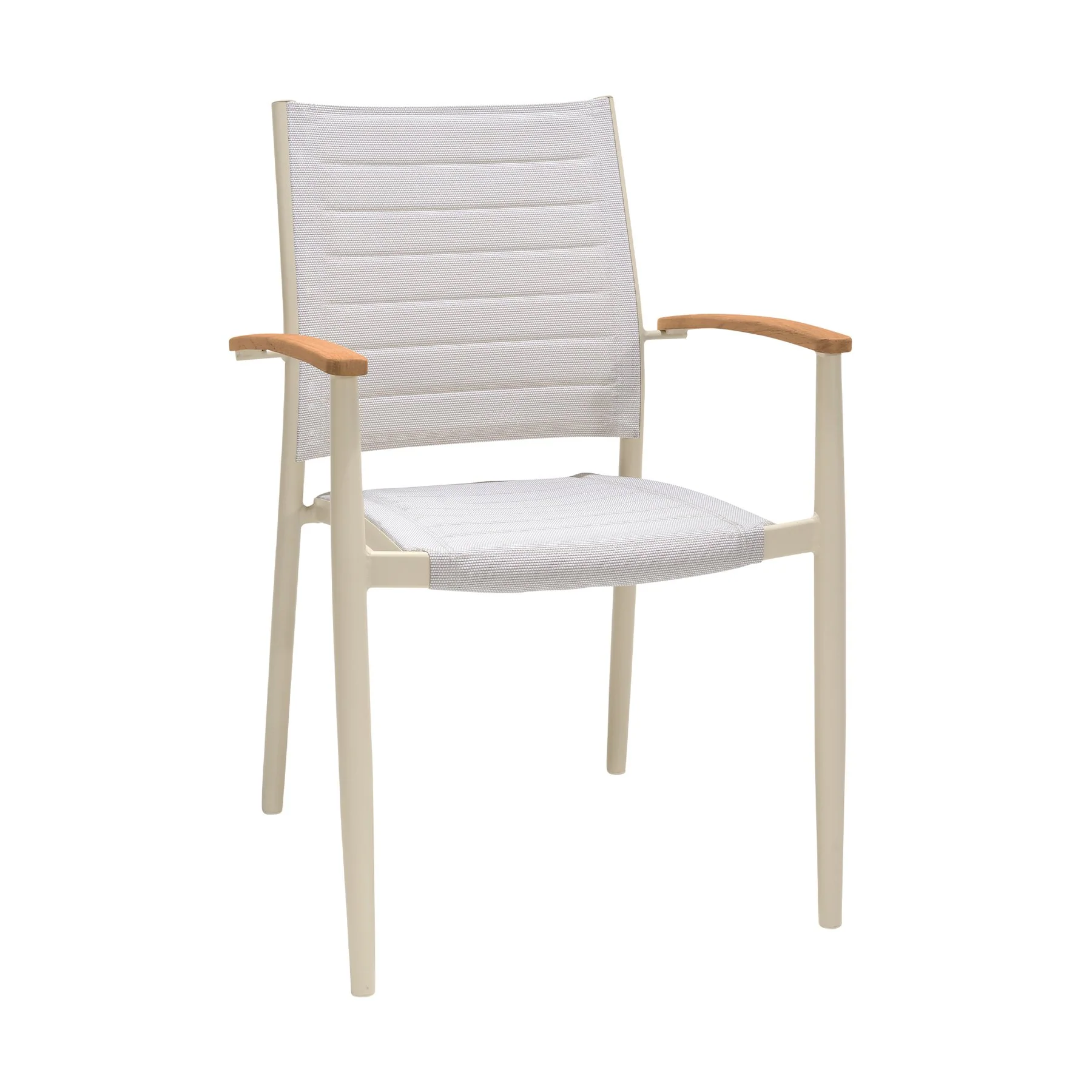 Portals Outdoor 7 Piece Coral Sand Aluminum & Teak Wood Dining Set - Image 2