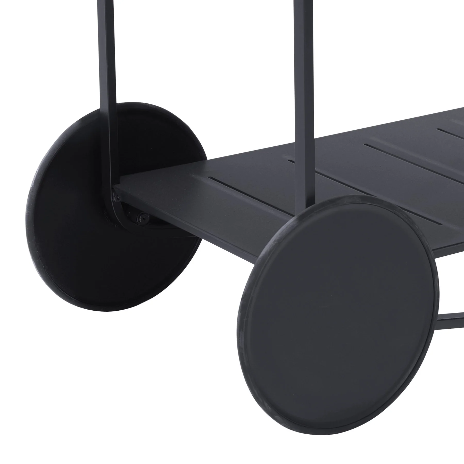 Portals Outdoor Accent Cart in Black Finish and Natural Teak Wood Accent - Image 6