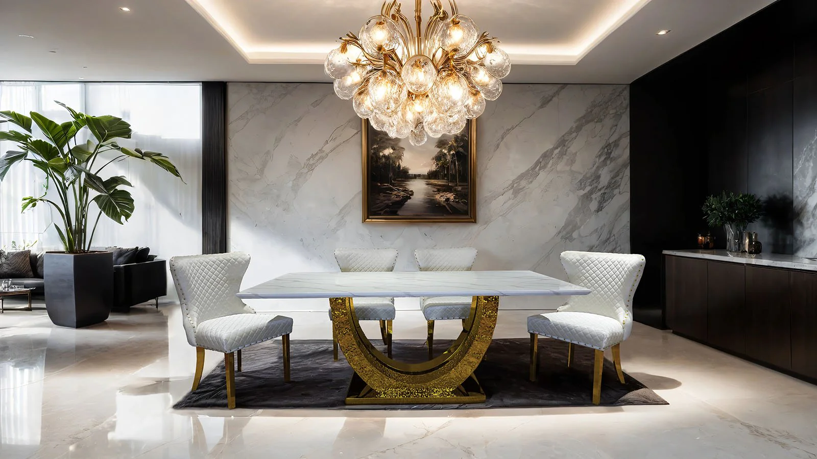 Portanova Dining Table, Gold - Image 2