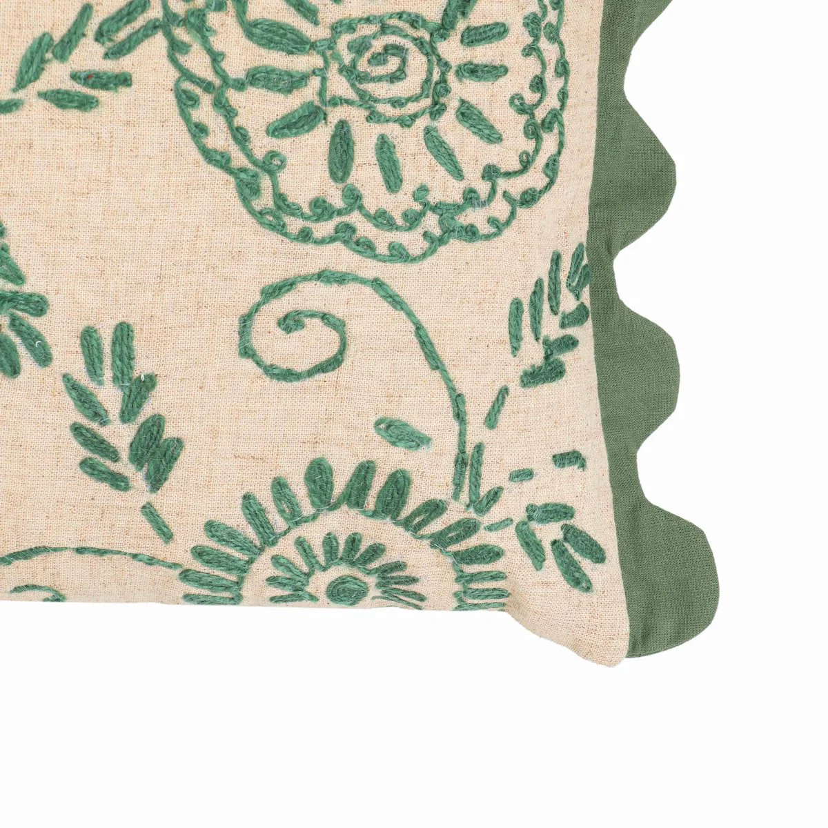 Portia Aqua Embroidered Cotton Flex 20" x 12" Accent Cushion - COVER - Image 4