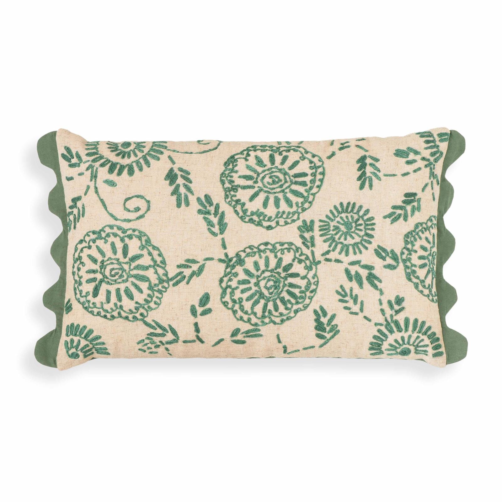Portia Aqua Embroidered Cotton Flex 20 x 12 inch Accent Cushion - Image 9