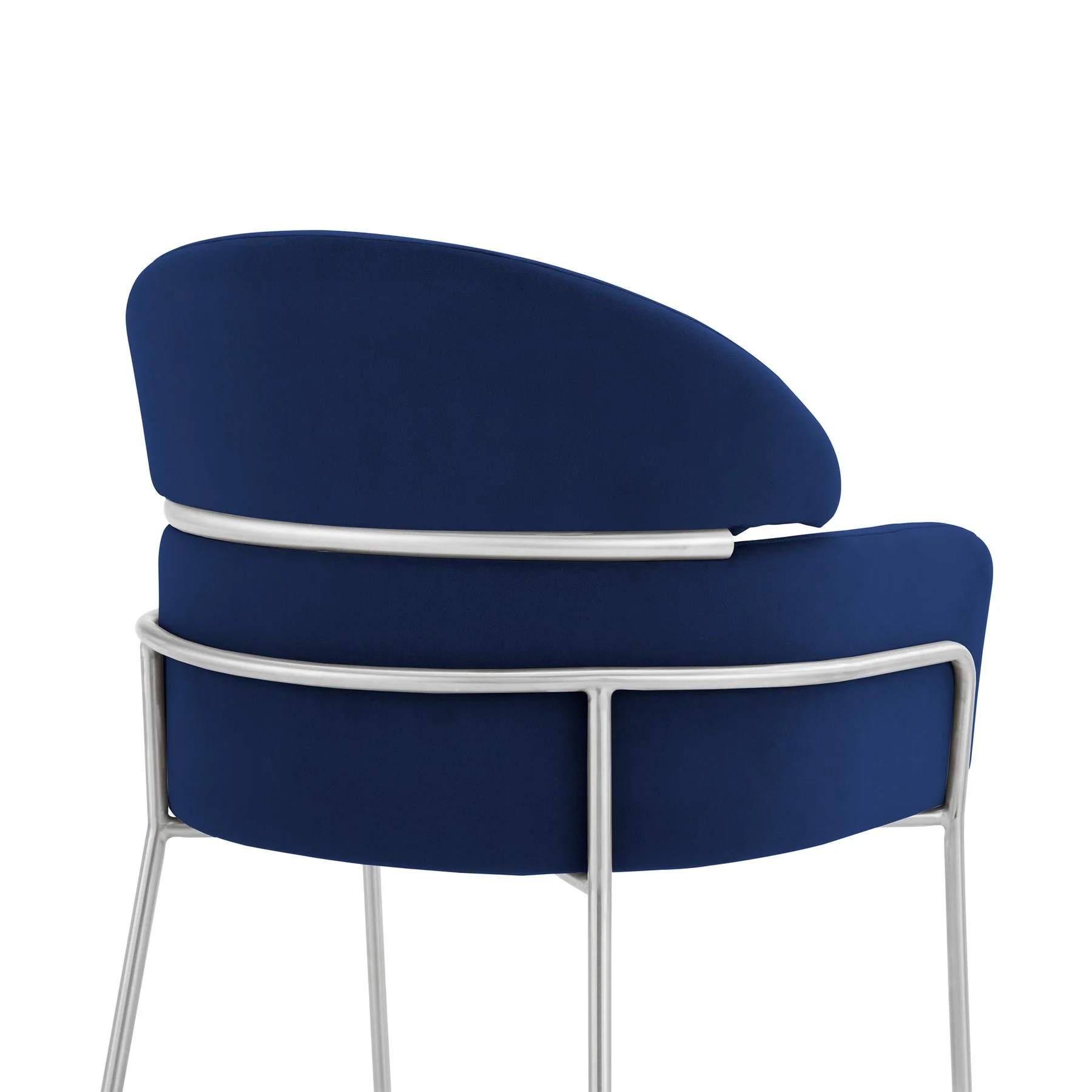 Portia Blue Velvet and Brushed Stainless Steel Dining Room Chairs - Set of 2 - Image 5