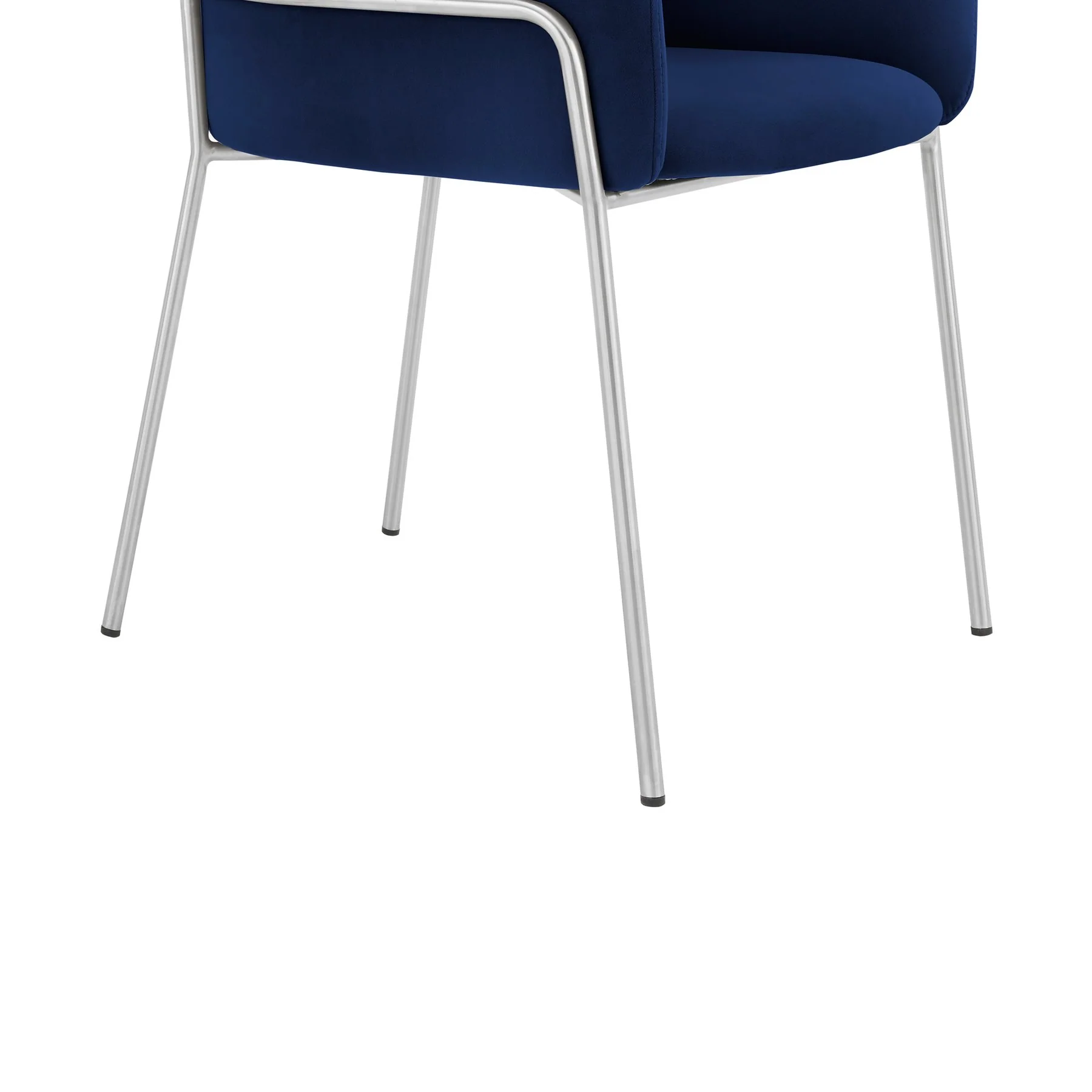 Portia Blue Velvet and Brushed Stainless Steel Dining Room Chairs - Set of 2 - Image 6