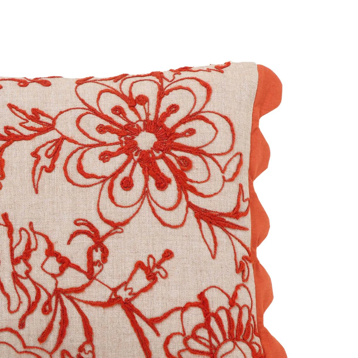 Portia Orange Embroidered Cotton Flex 20 x 12 inch Accent Cushion - Image 8