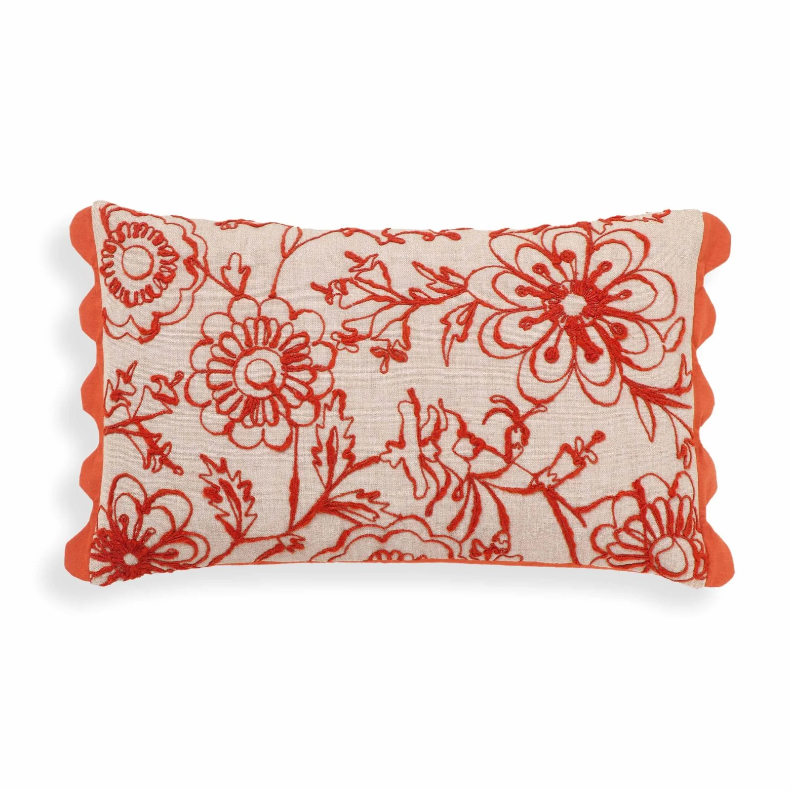 Portia Orange Embroidered Cotton Flex 20 x 12 inch Accent Cushion - Image 9