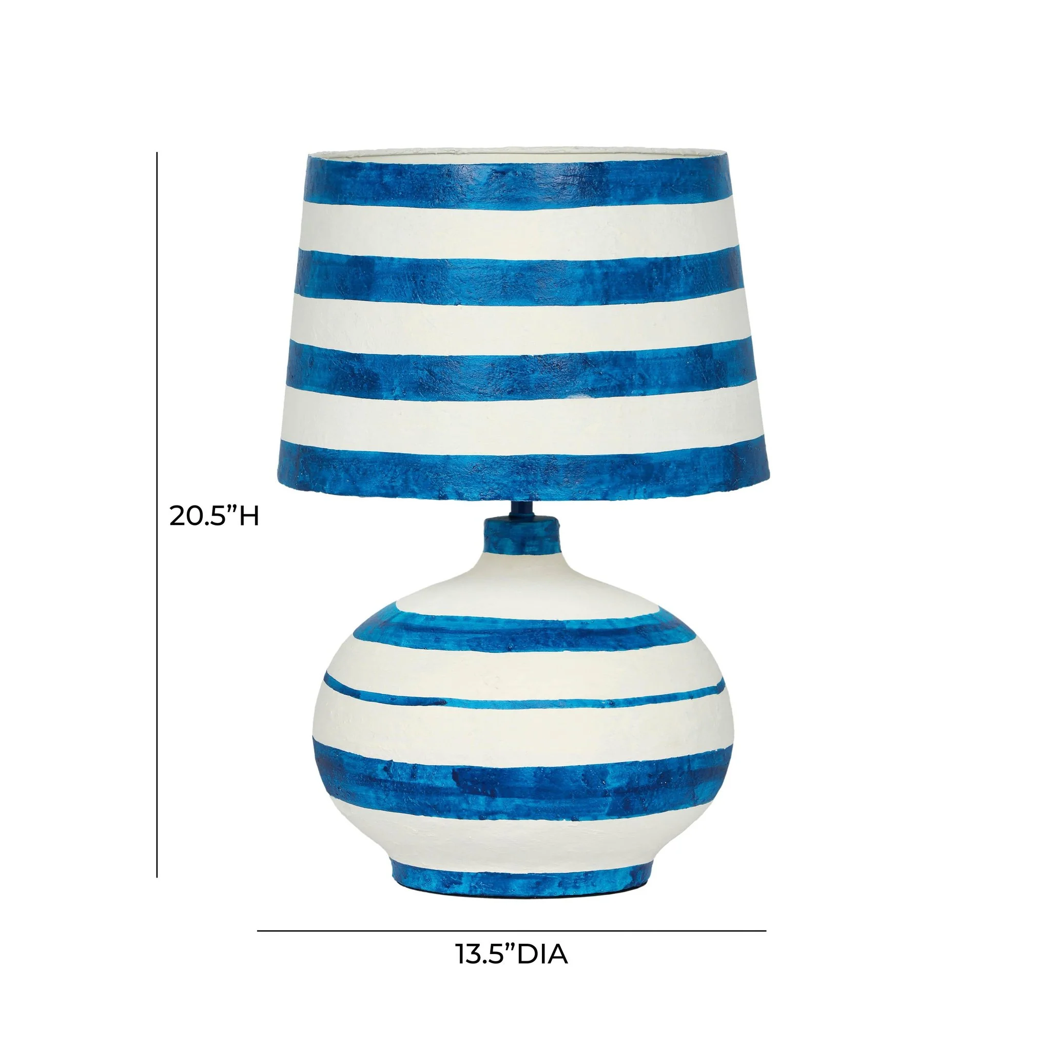 Positano Blue Striped Papier Mache Table Lamp - Image 6
