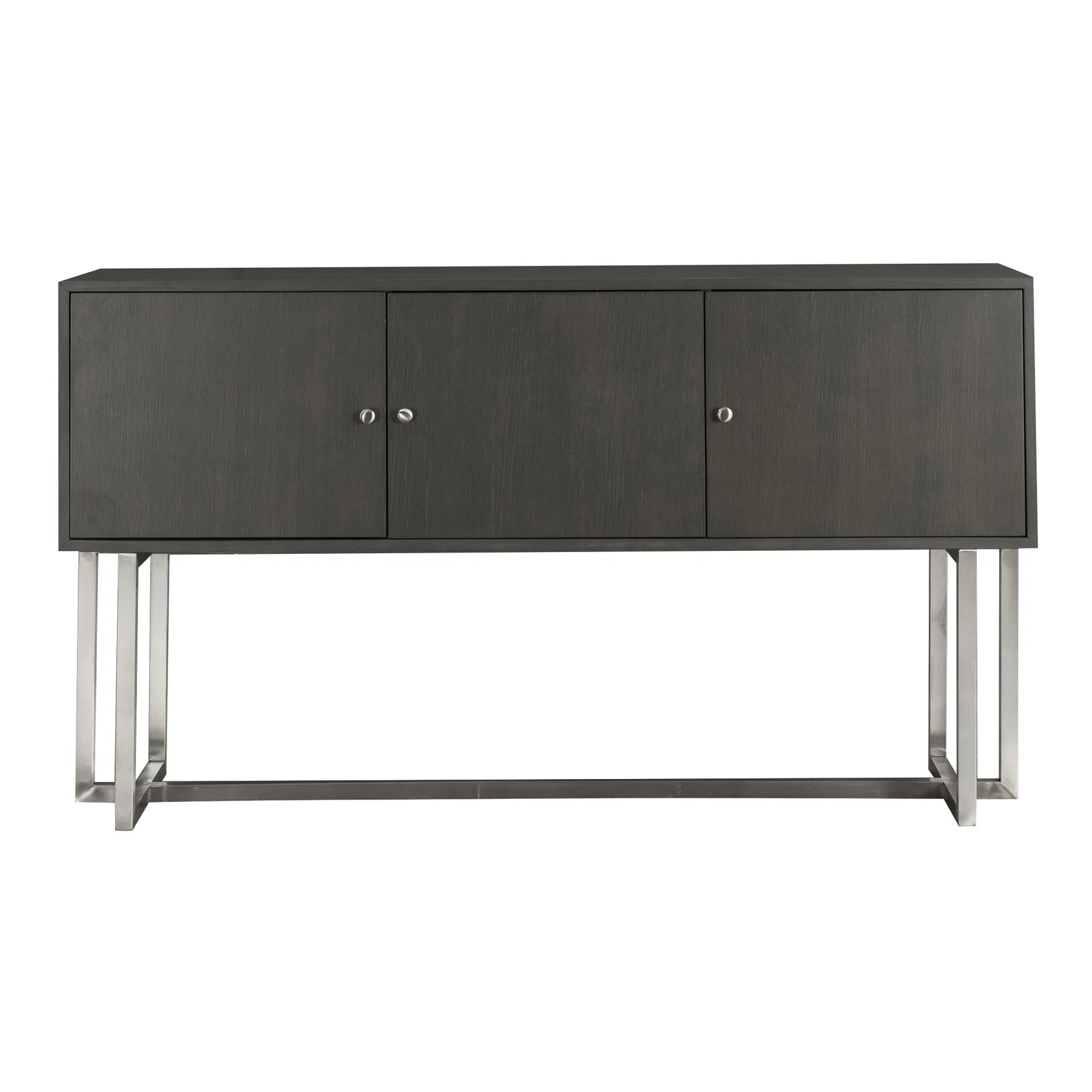 Prague Contemporary Buffet in Brushed Stainless Steel Finish and Gray Wood - Image 2