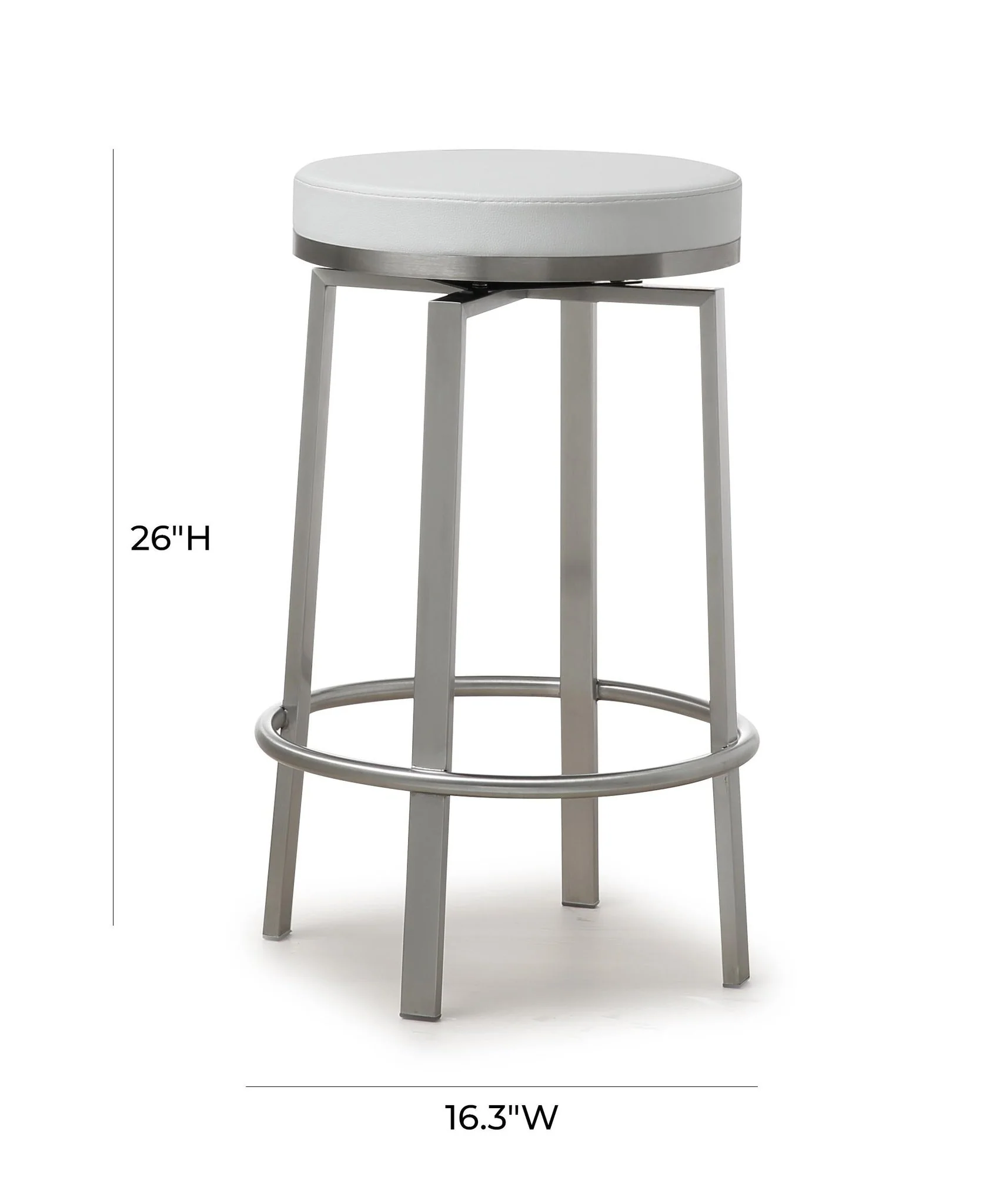 Pratt White Performance Vegan Leather Swivel Counter Stool - Set of 2 - Image 9