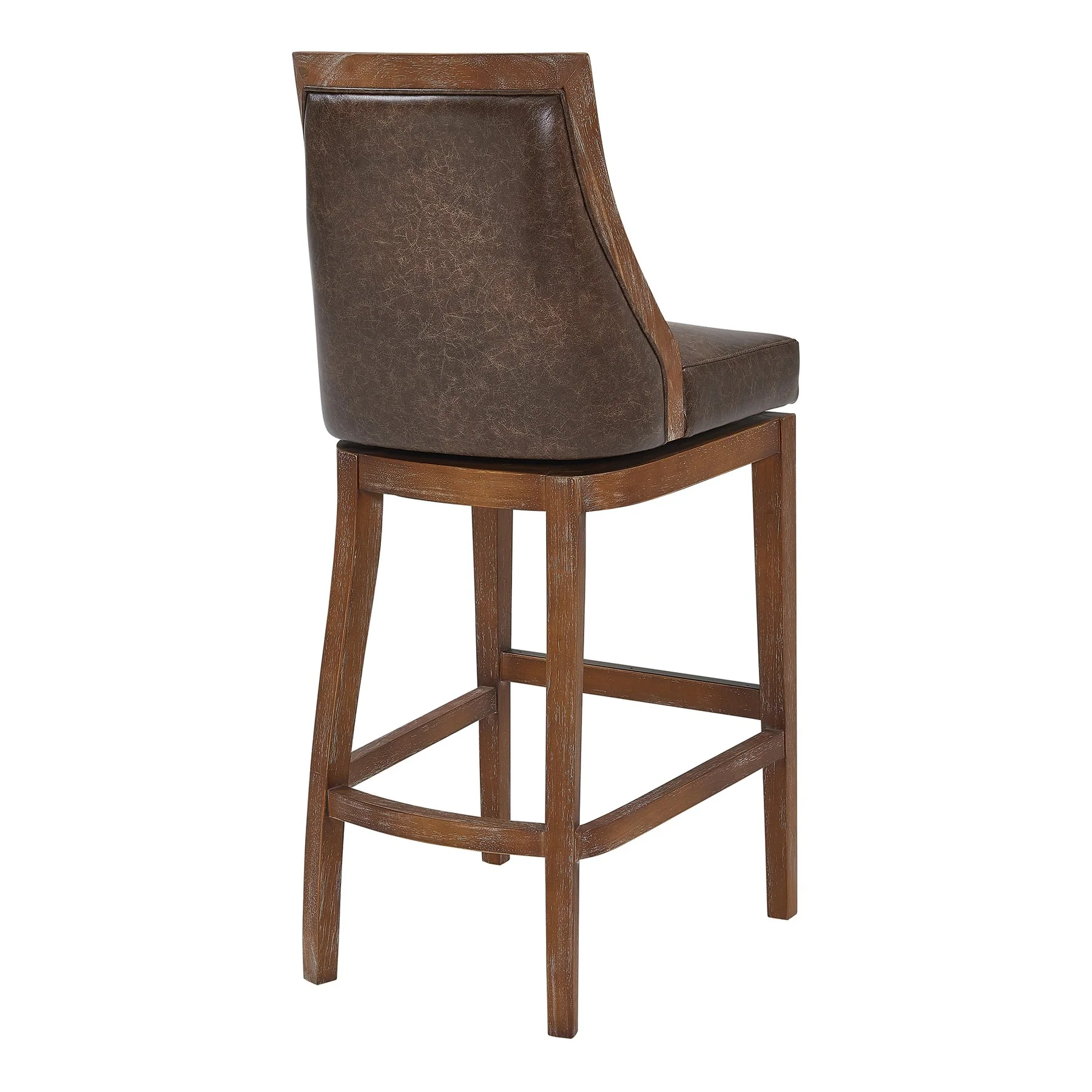 Presley 26" Counter Height Wood Swivel Barstool in Distressed Finish with Brown Stone Faux Leather - Image 3