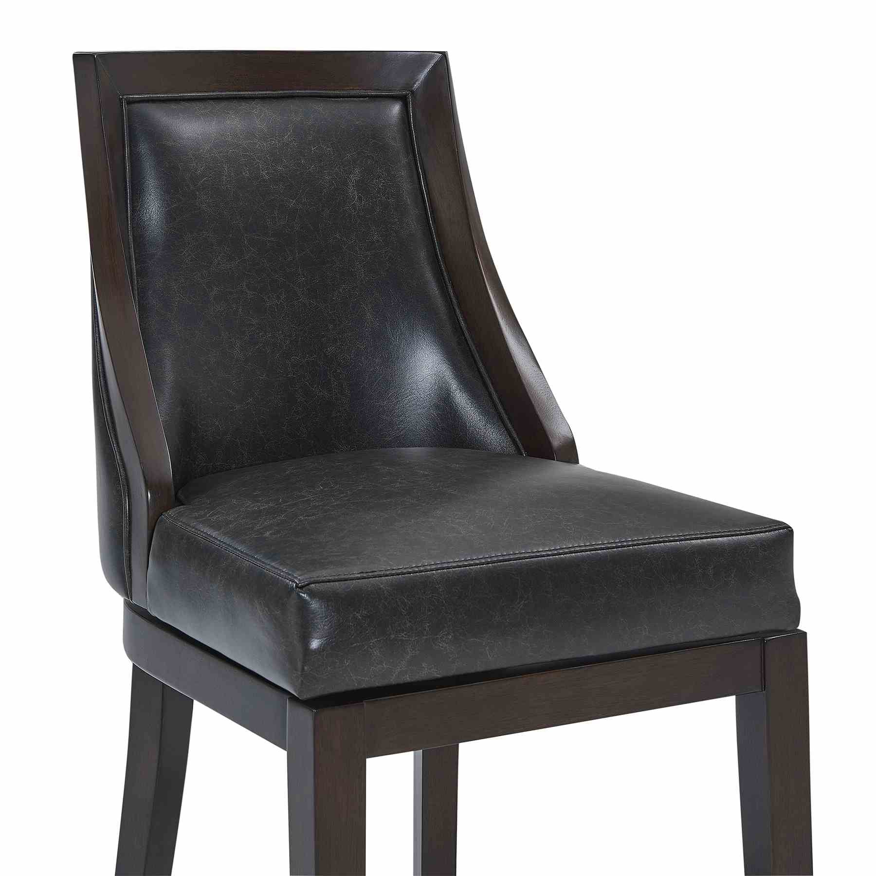 Presley 26" Counter Height Wood Swivel Barstool in Espresso Finish with Onyx Faux Leather - Image 4