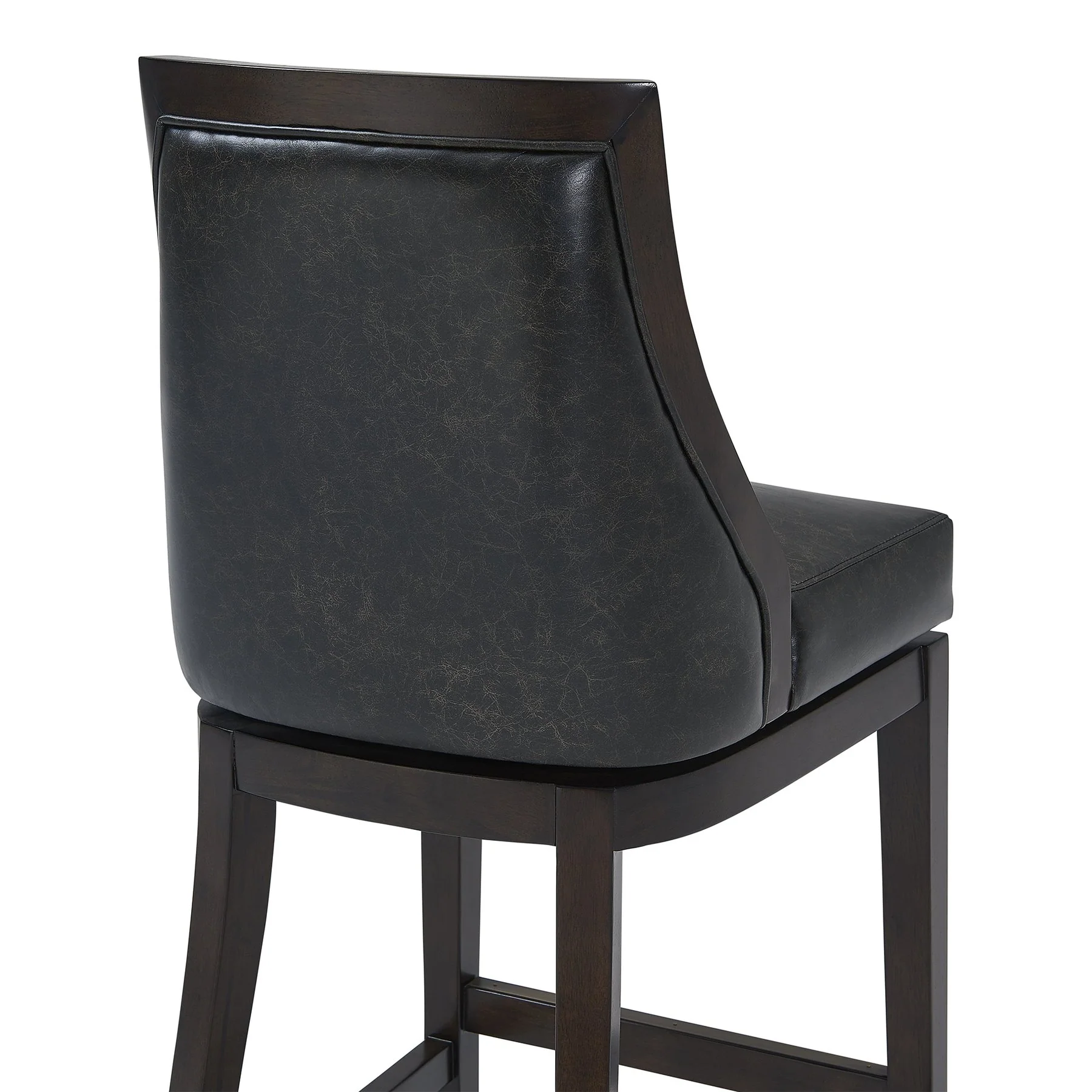 Presley 26" Counter Height Wood Swivel Barstool in Espresso Finish with Onyx Faux Leather - Image 5