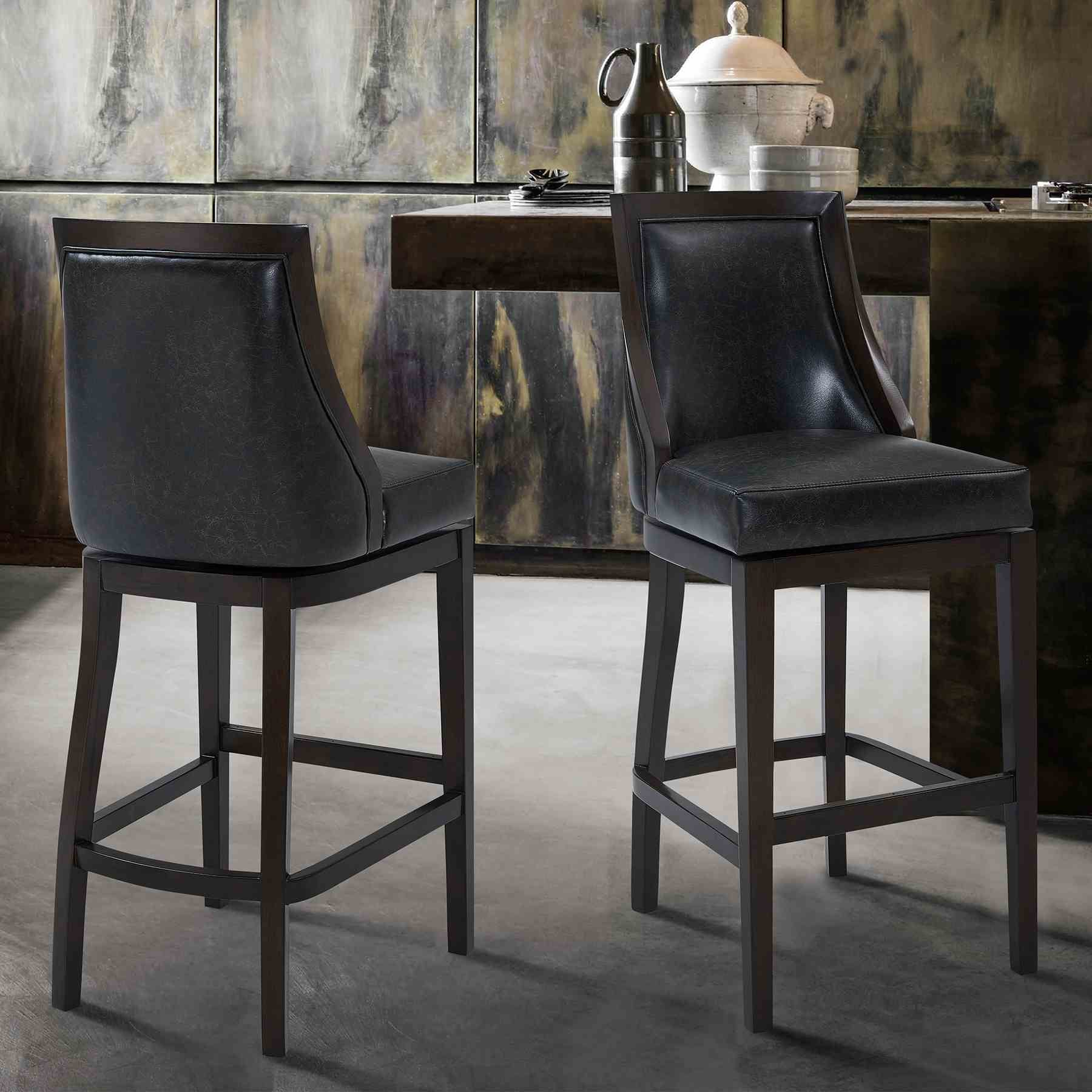 Presley 26" Counter Height Wood Swivel Barstool in Espresso Finish with Onyx Faux Leather - Image 8