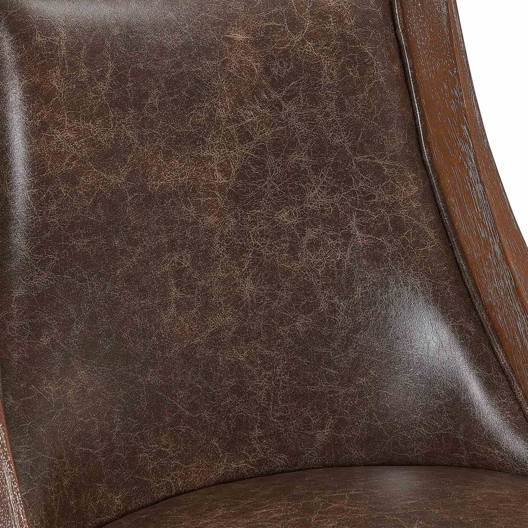 Presley 30" Bar Height Wood Swivel Barstool in Distressed Finish with Brown Stone Faux Leather - Image 7