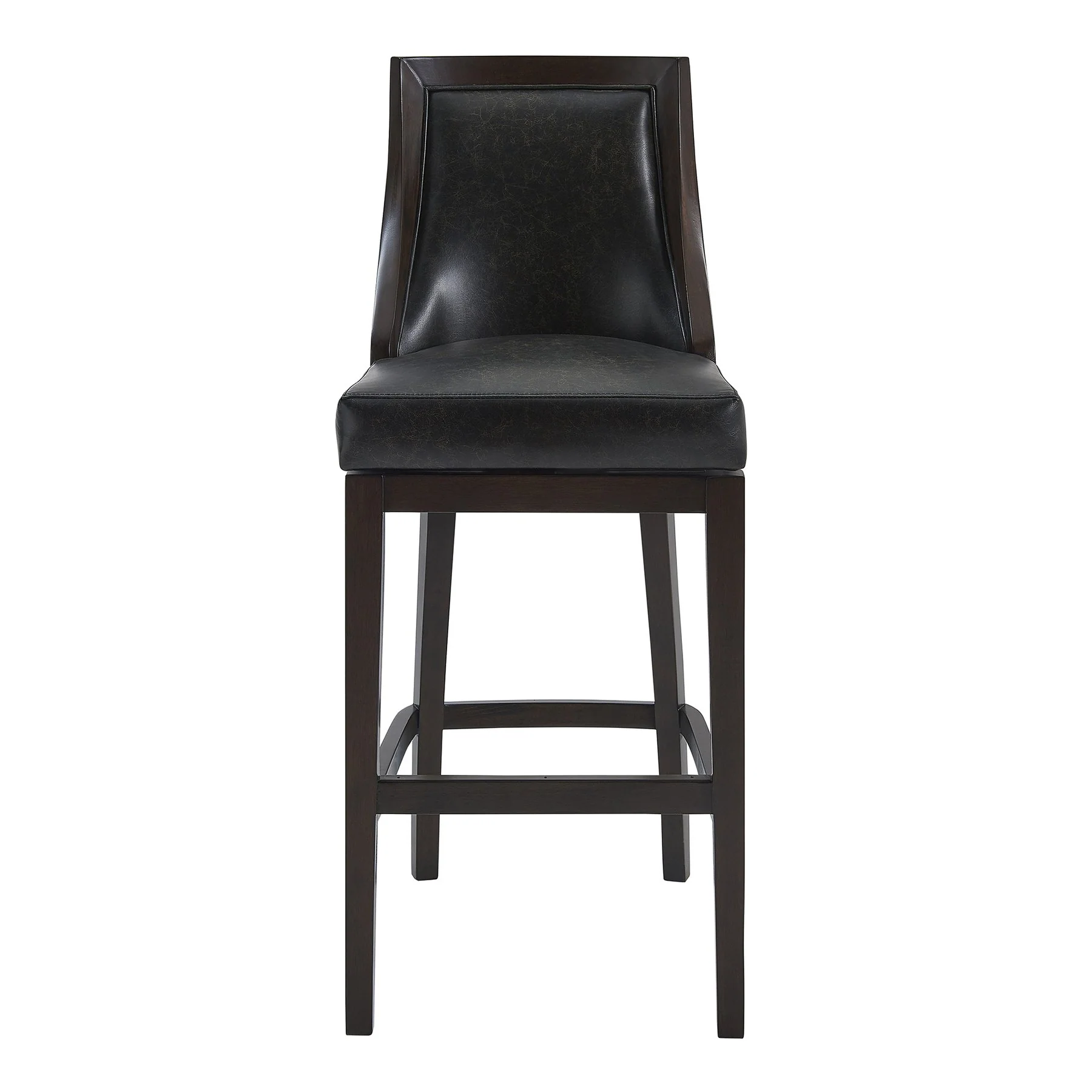 Presley 30" Bar Height Wood Swivel Barstool in Espresso Finish with Onyx Faux Leather - Image 2