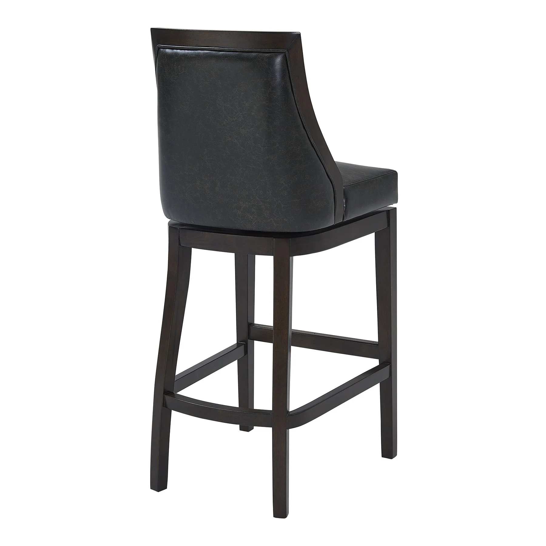 Presley 30" Bar Height Wood Swivel Barstool in Espresso Finish with Onyx Faux Leather - Image 3