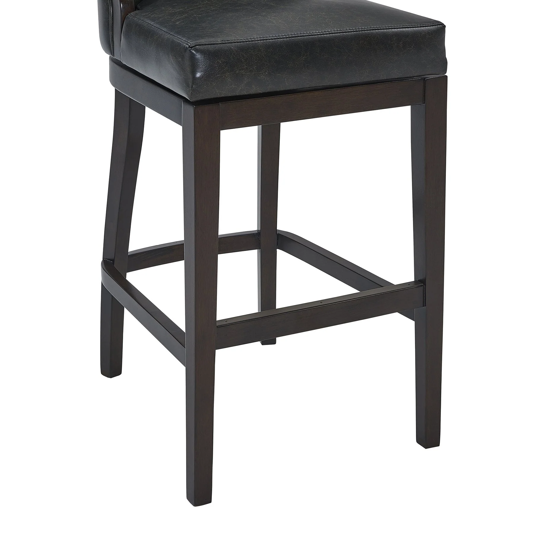 Presley 30" Bar Height Wood Swivel Barstool in Espresso Finish with Onyx Faux Leather - Image 6