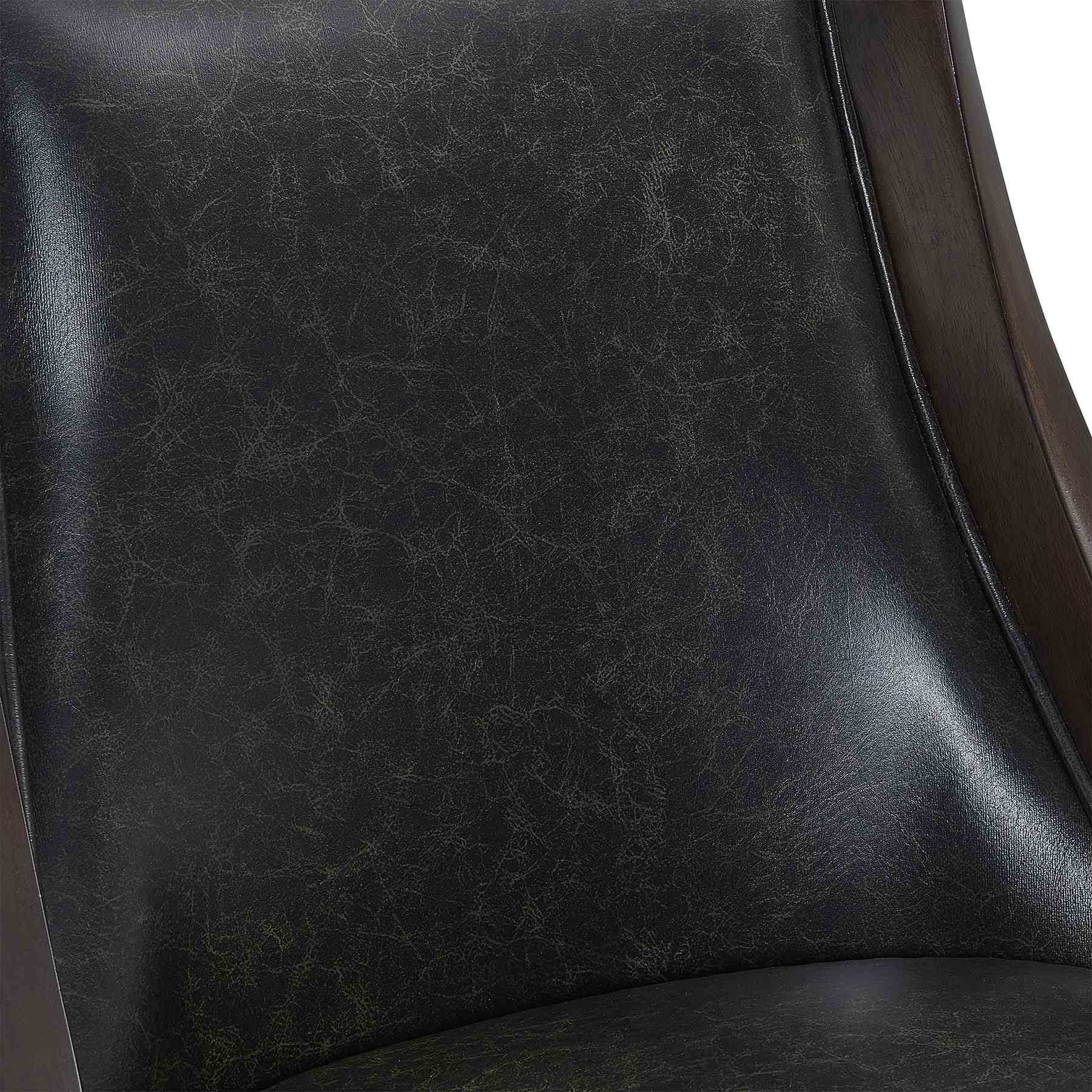Presley 30" Bar Height Wood Swivel Barstool in Espresso Finish with Onyx Faux Leather - Image 7