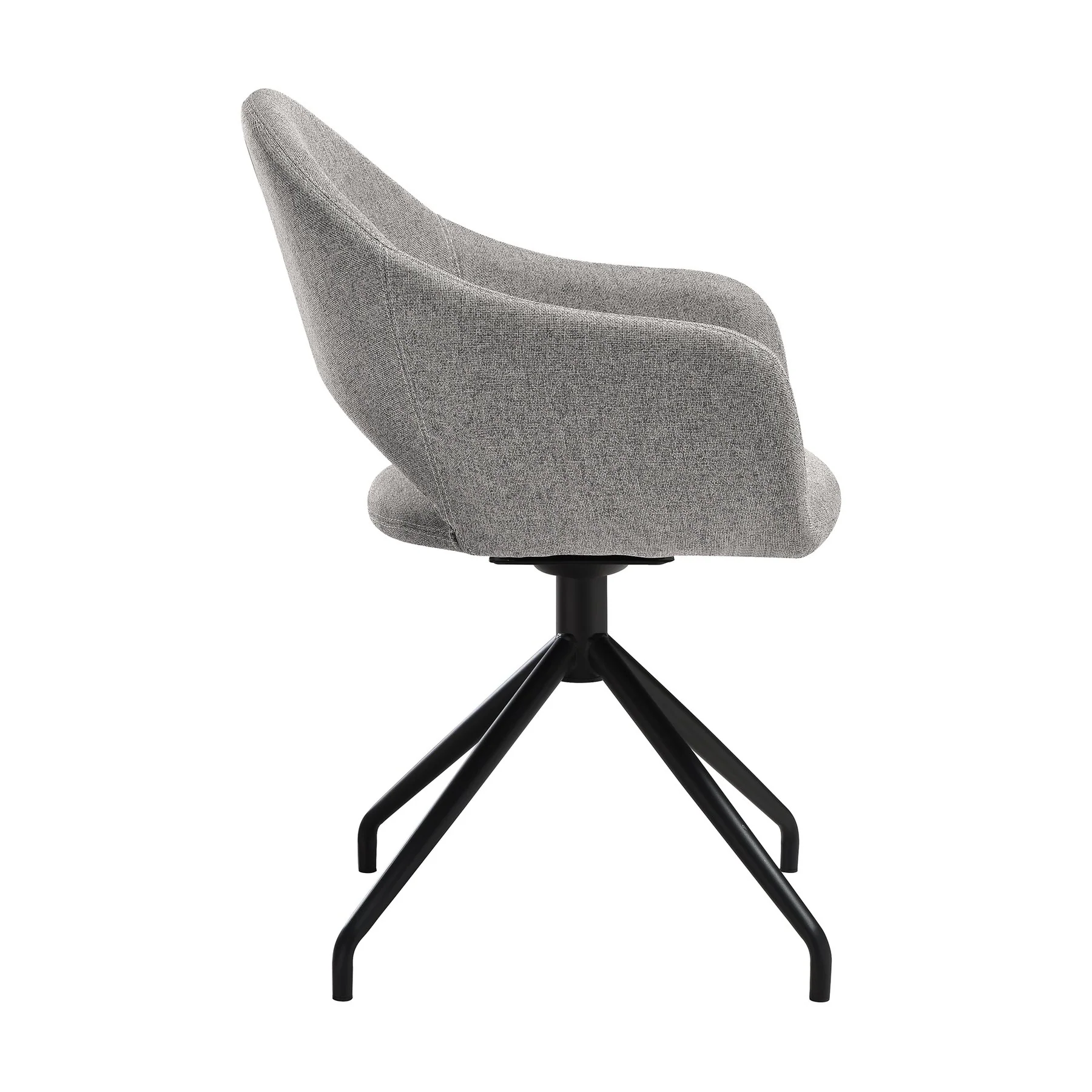 Pria Swivel Upholstered Dining Chair in Gray Fabric with Black Metal Legs - Set of 2 - Image 4
