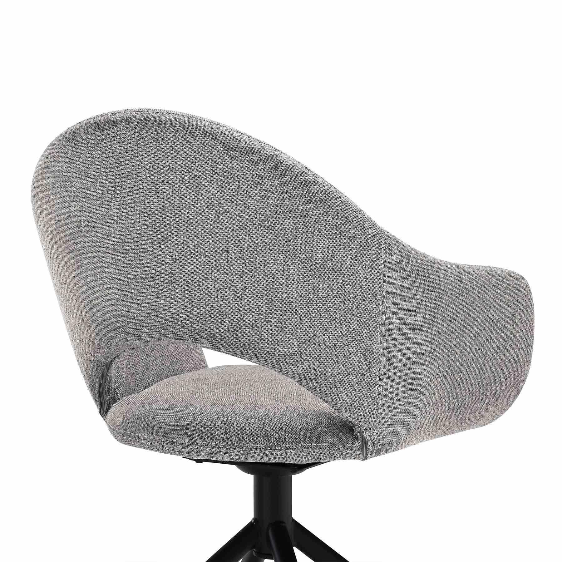 Pria Swivel Upholstered Dining Chair in Gray Fabric with Black Metal Legs - Set of 2 - Image 7