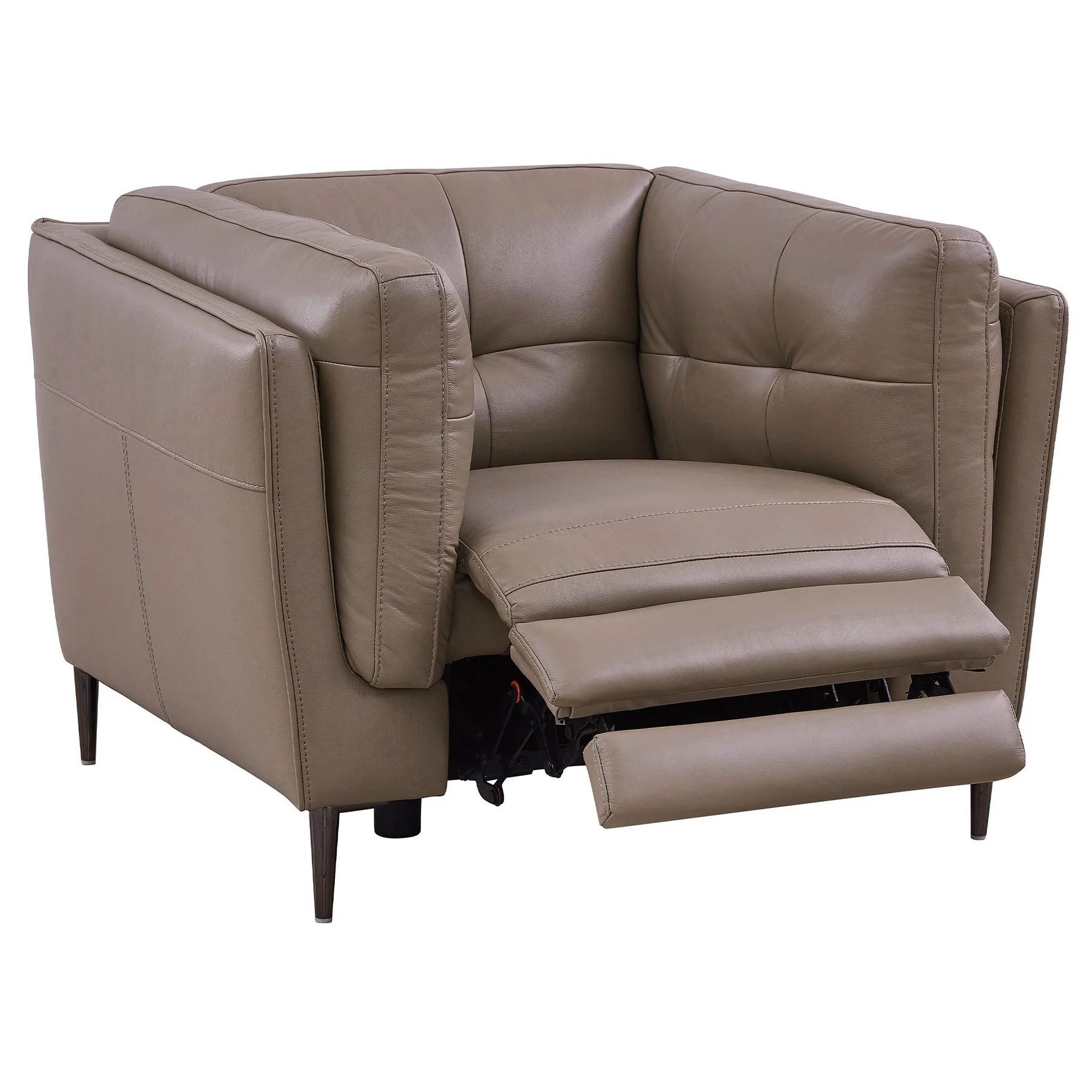 Primrose Contemporary Chair in Dark Metal Finish and Greige Genuine Leather - Image 2