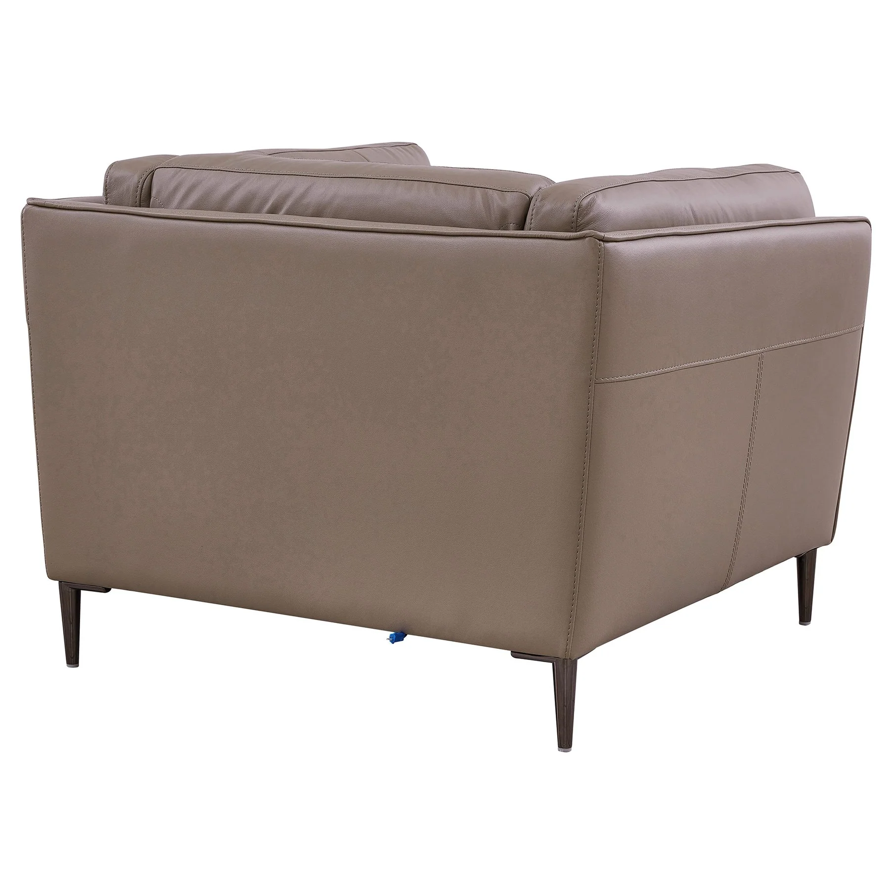 Primrose Contemporary Chair in Dark Metal Finish and Greige Genuine Leather - Image 4