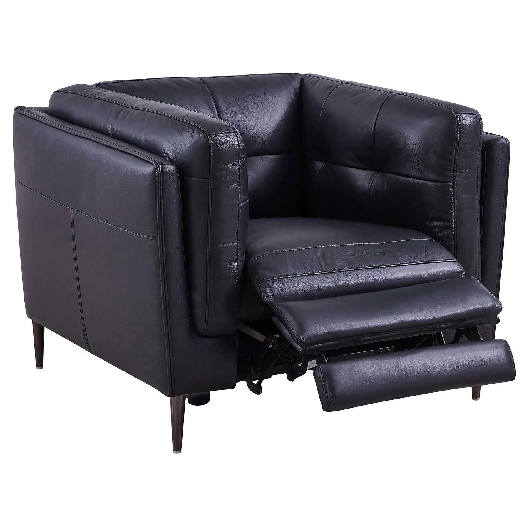 Primrose Contemporary Chair in Dark Metal Finish and Navy Genuine Leather - Image 2