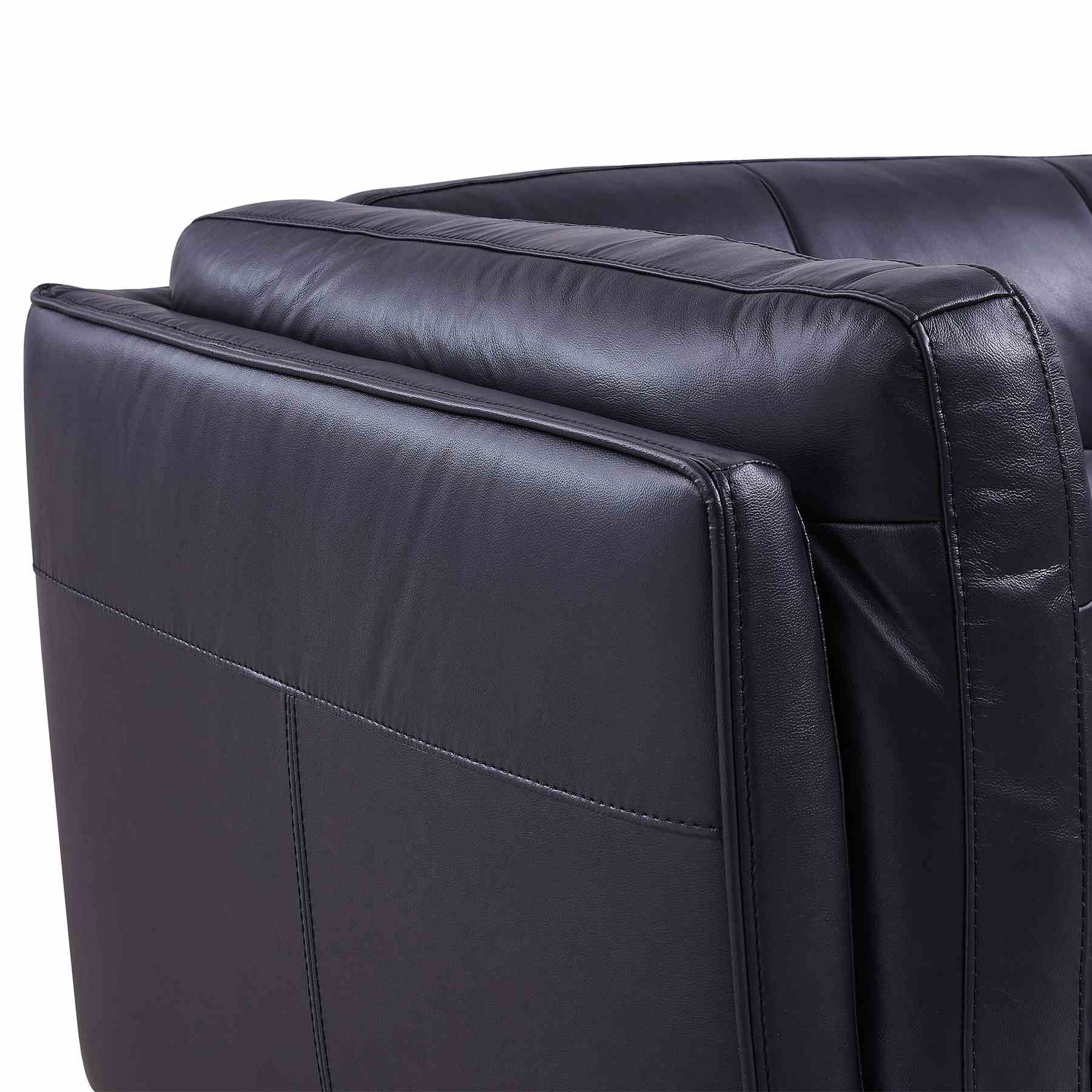 Primrose Contemporary Chair in Dark Metal Finish and Navy Genuine Leather - Image 5