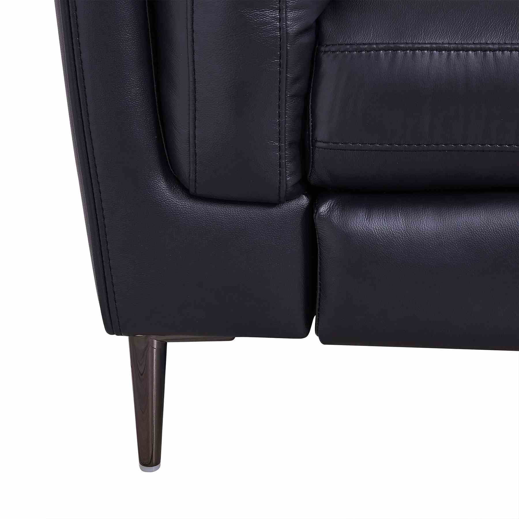 Primrose Contemporary Chair in Dark Metal Finish and Navy Genuine Leather - Image 6