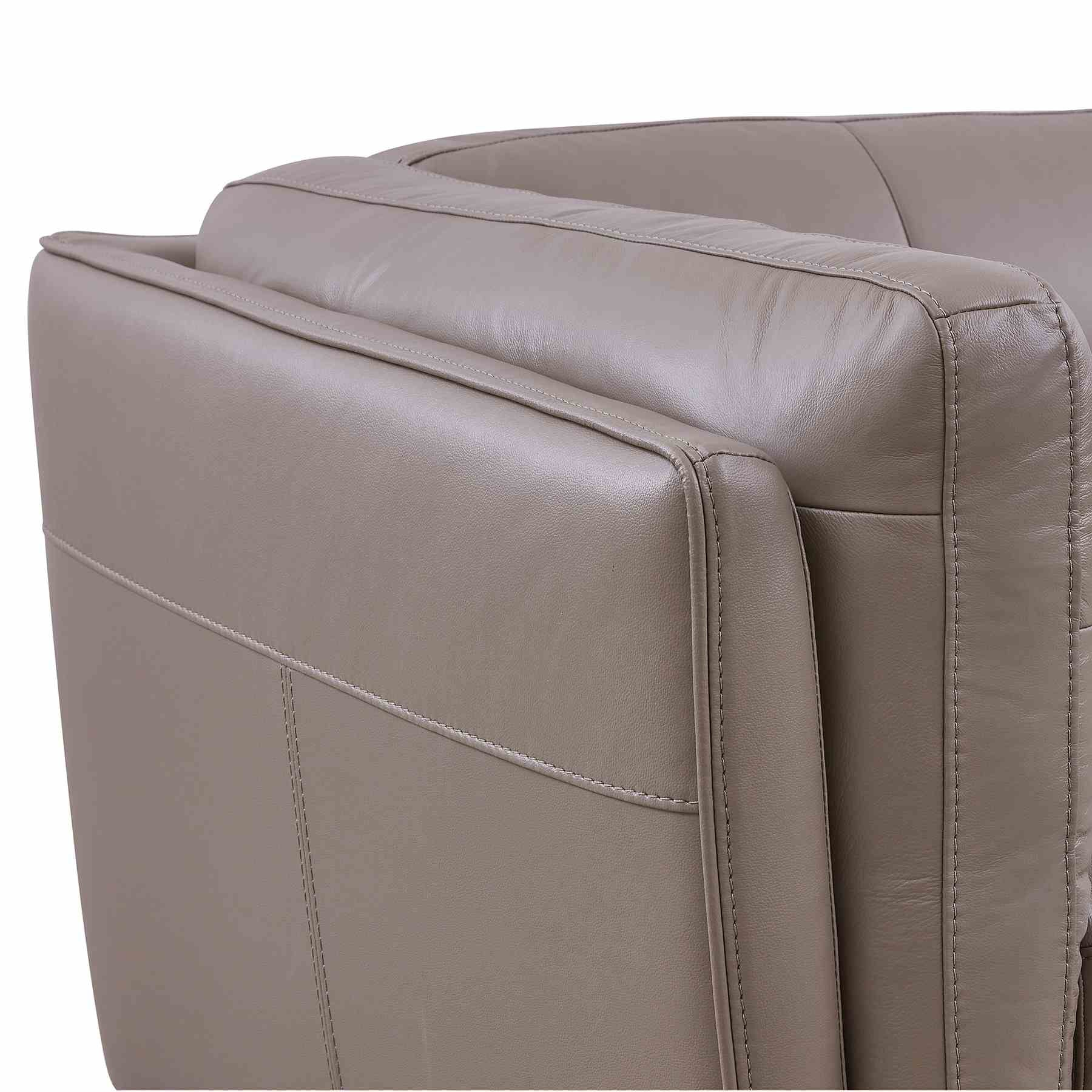 Primrose Contemporary Loveseat in Dark Metal Finish and Greige Genuine Leather - Image 6