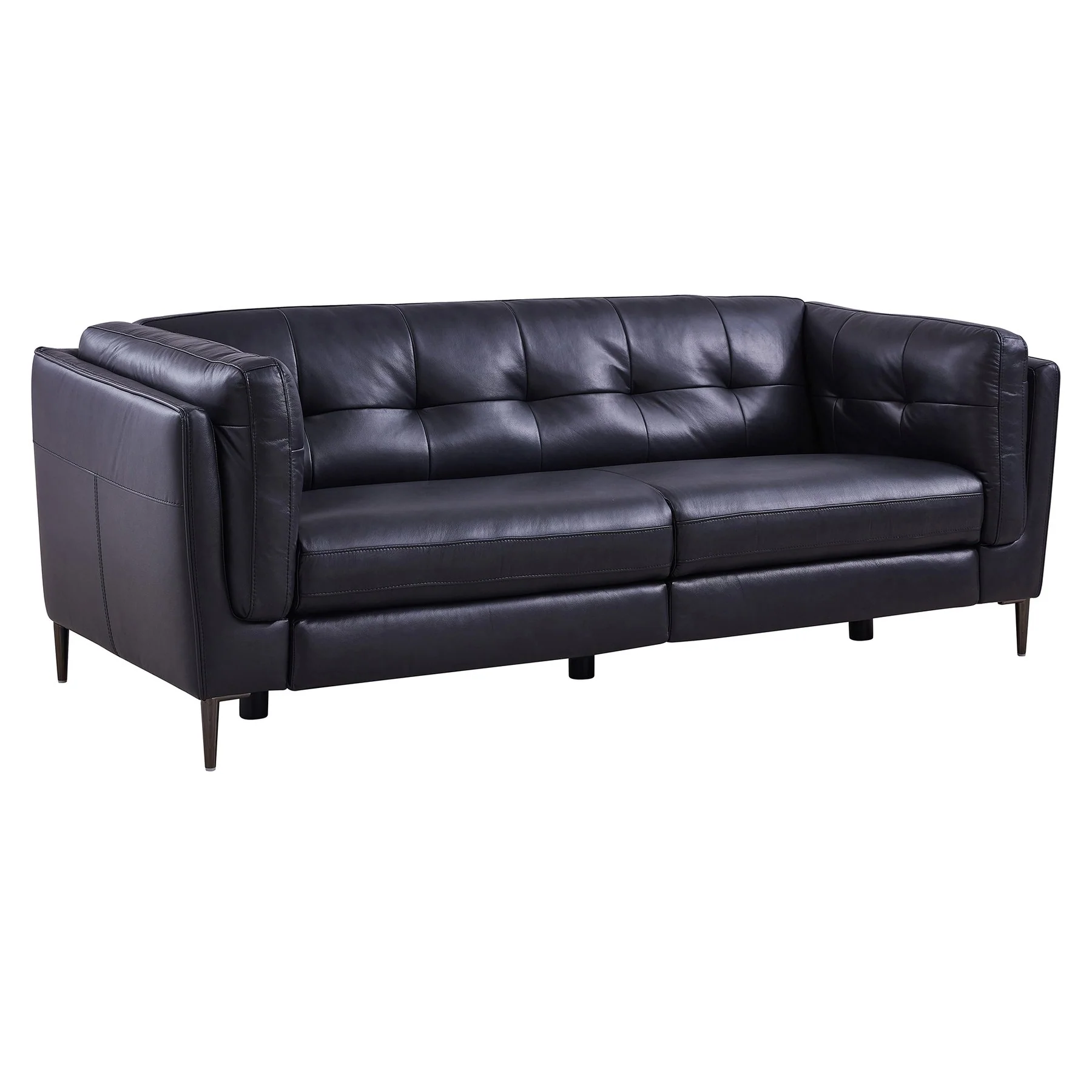 Primrose Contemporary Sofa in Dark Metal Finish and Navy Genuine Leather - Image 2