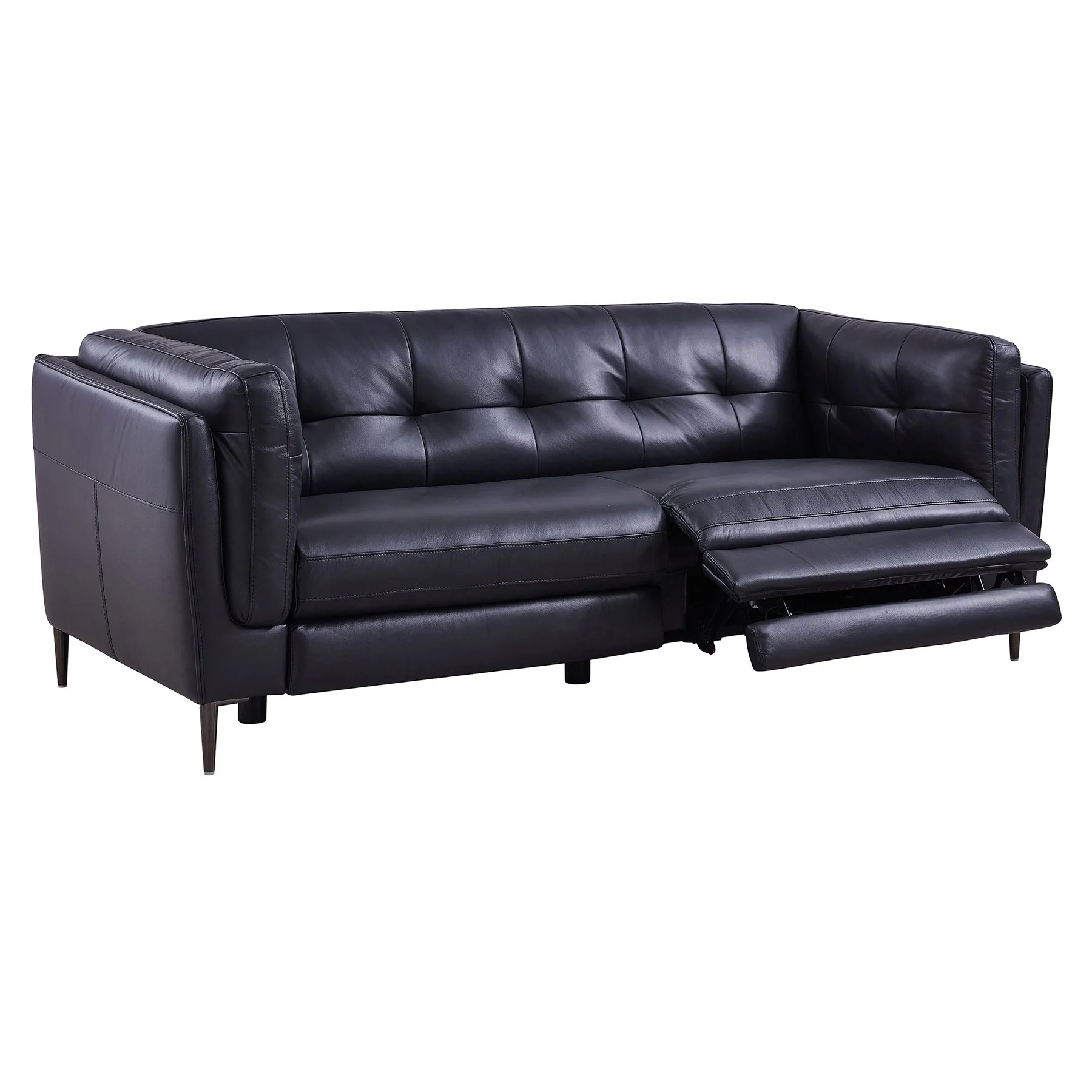 Primrose Contemporary Sofa in Dark Metal Finish and Navy Genuine Leather - Image 3