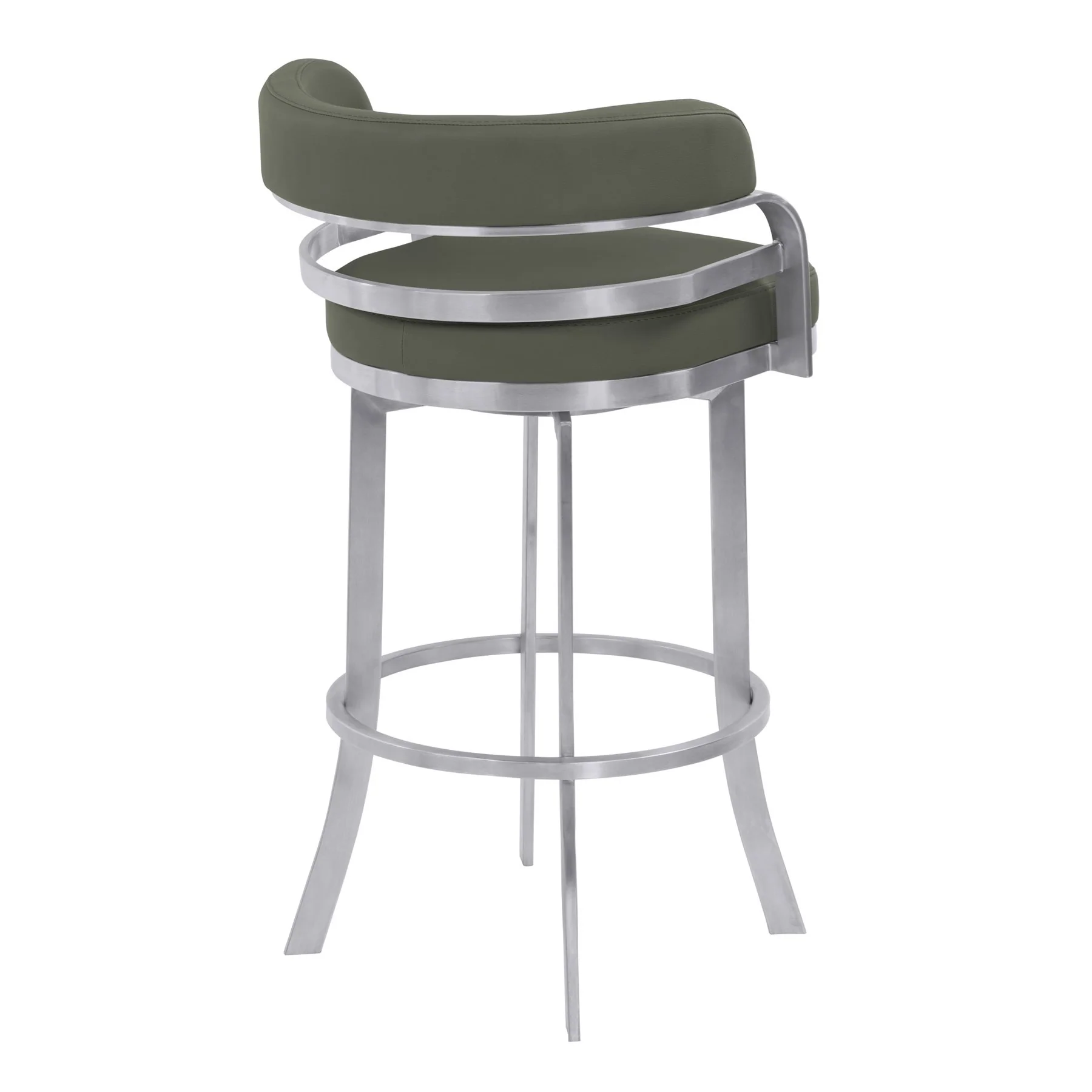 Prinz 26" Counter Height Swivel Gray Faux Leather and Brushed Stainless Steel Bar Stool - Image 3