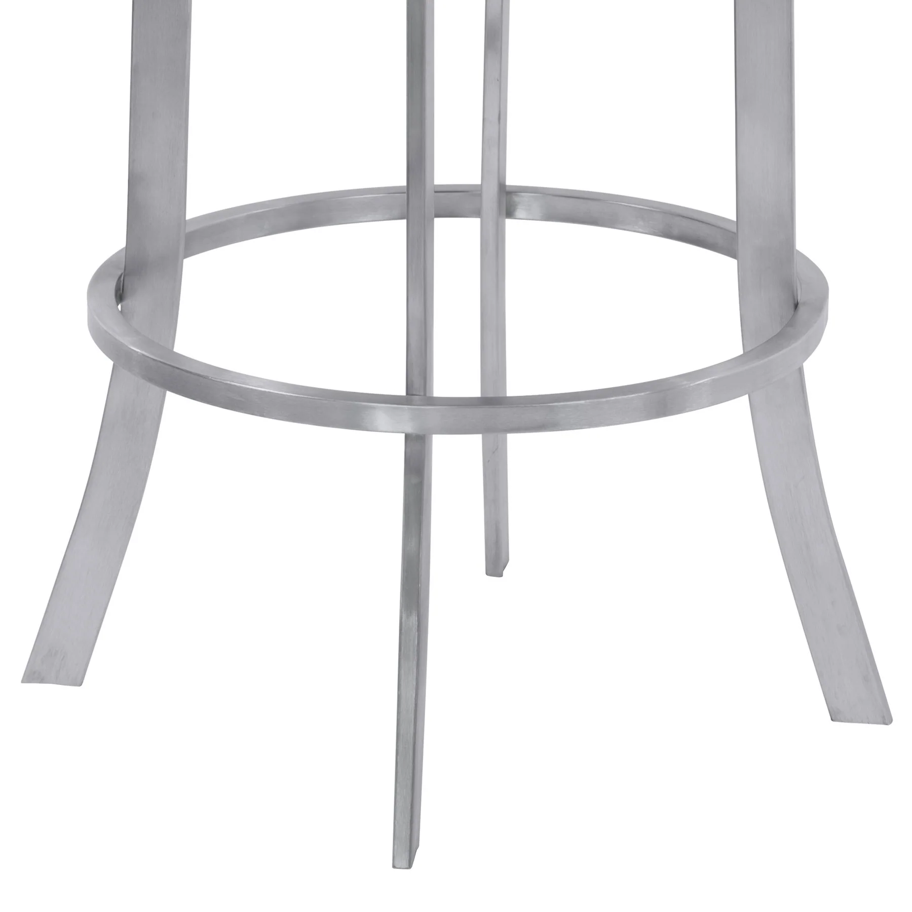 Prinz 30" Bar Height Swivel Gray Faux Leather and Brushed Stainless Steel Bar Stool - Image 6