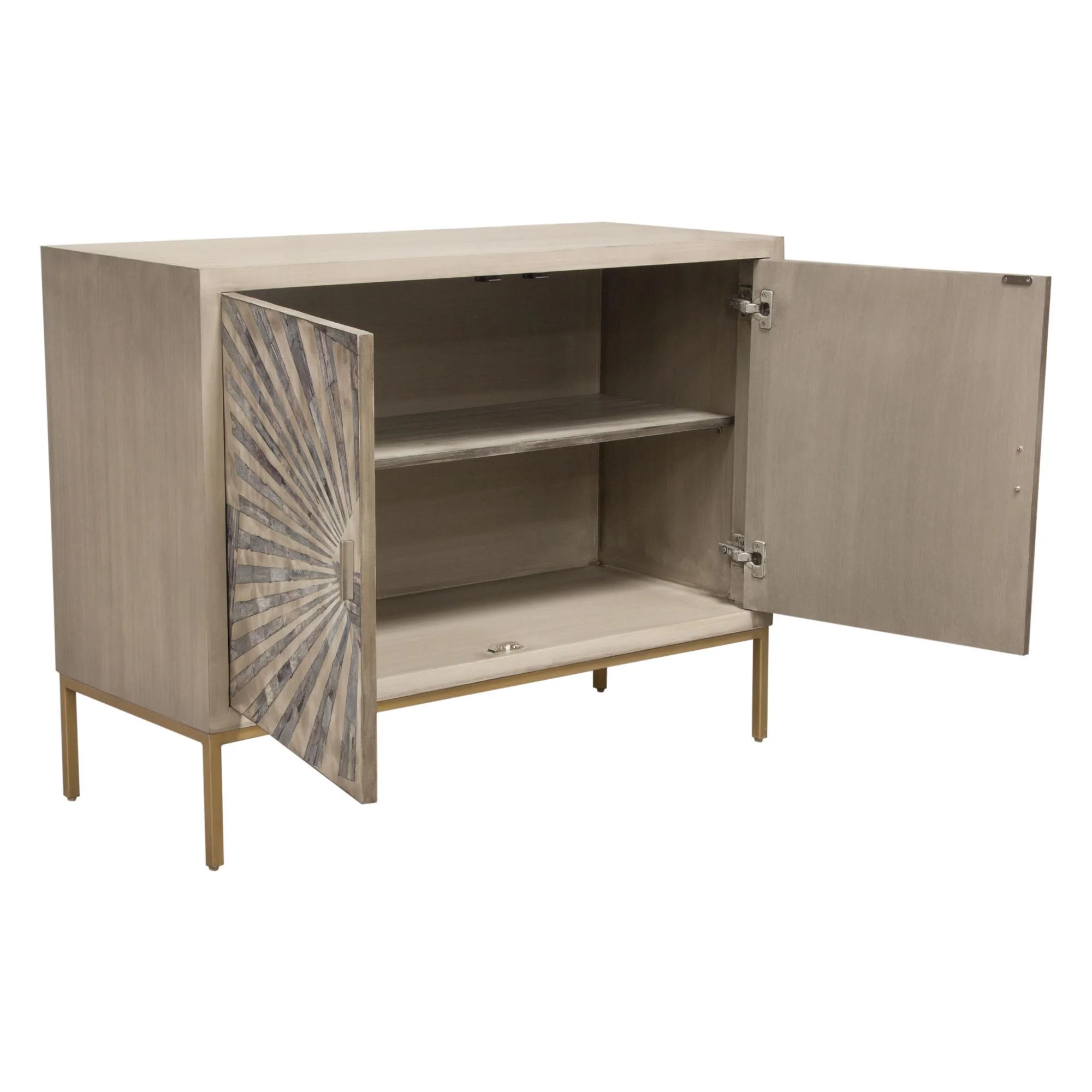Prisma 2-Door Accent Cabinet w/ Dyed Bone Inlay Sunburst w/ Brass Legs by Diamond Sofa - Image 4