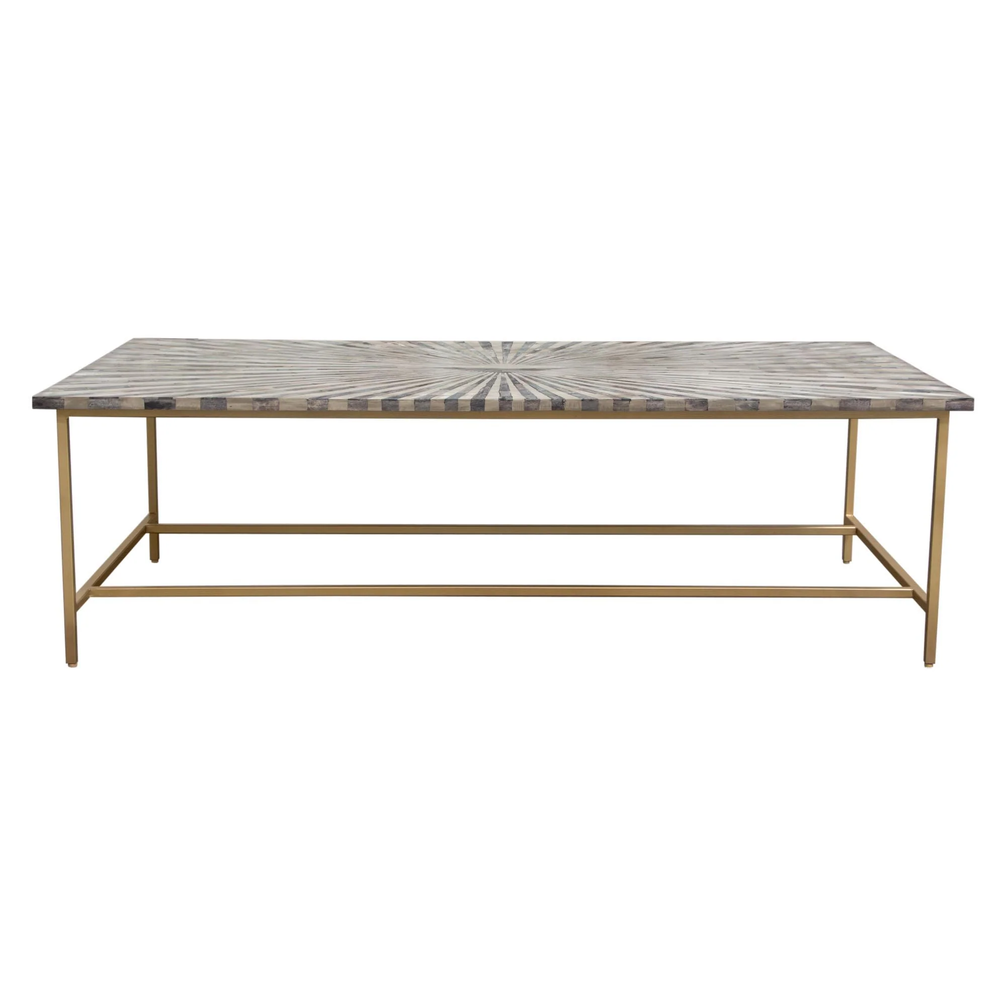 Prisma Cocktail Table w/ Dyed Bone Inlay Sunburst Top & Brass Legs by Diamond Sofa - Image 2