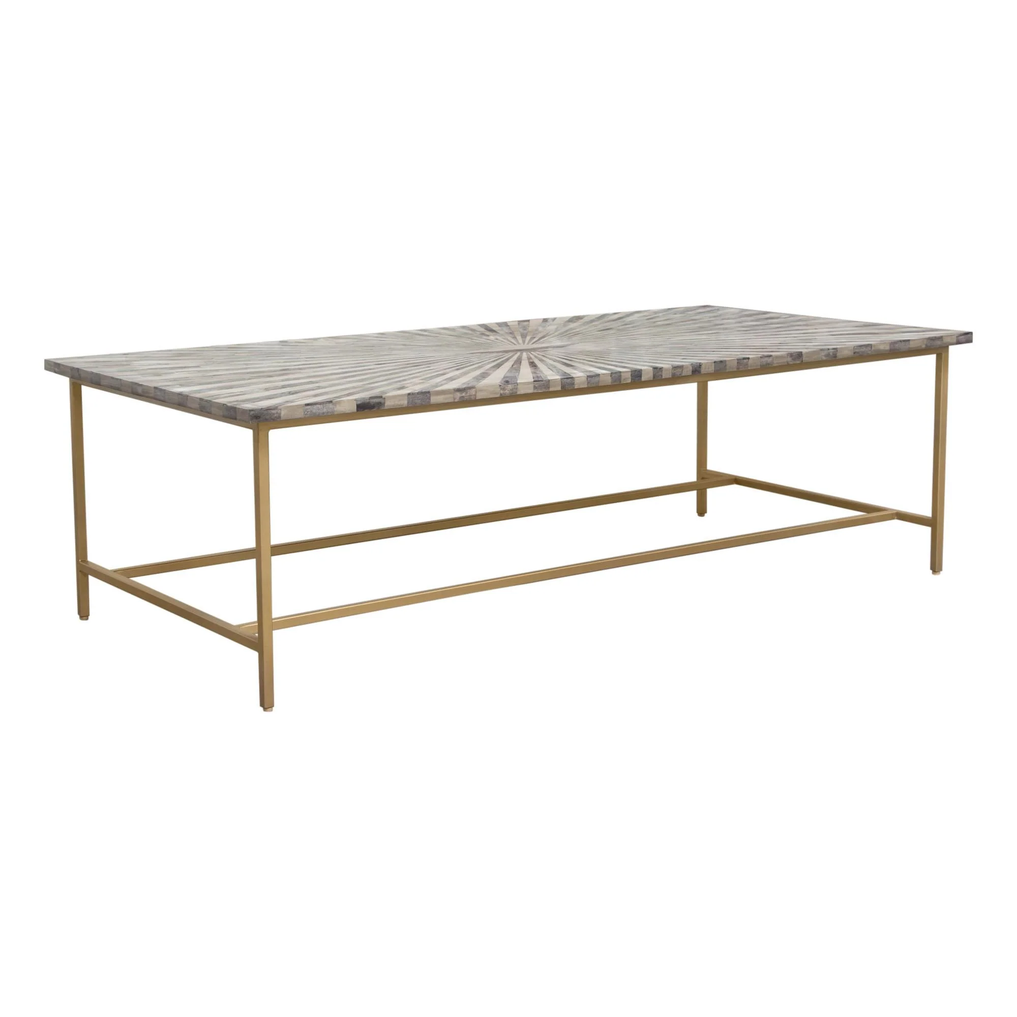 Prisma Cocktail Table w/ Dyed Bone Inlay Sunburst Top & Brass Legs by Diamond Sofa - Image 3