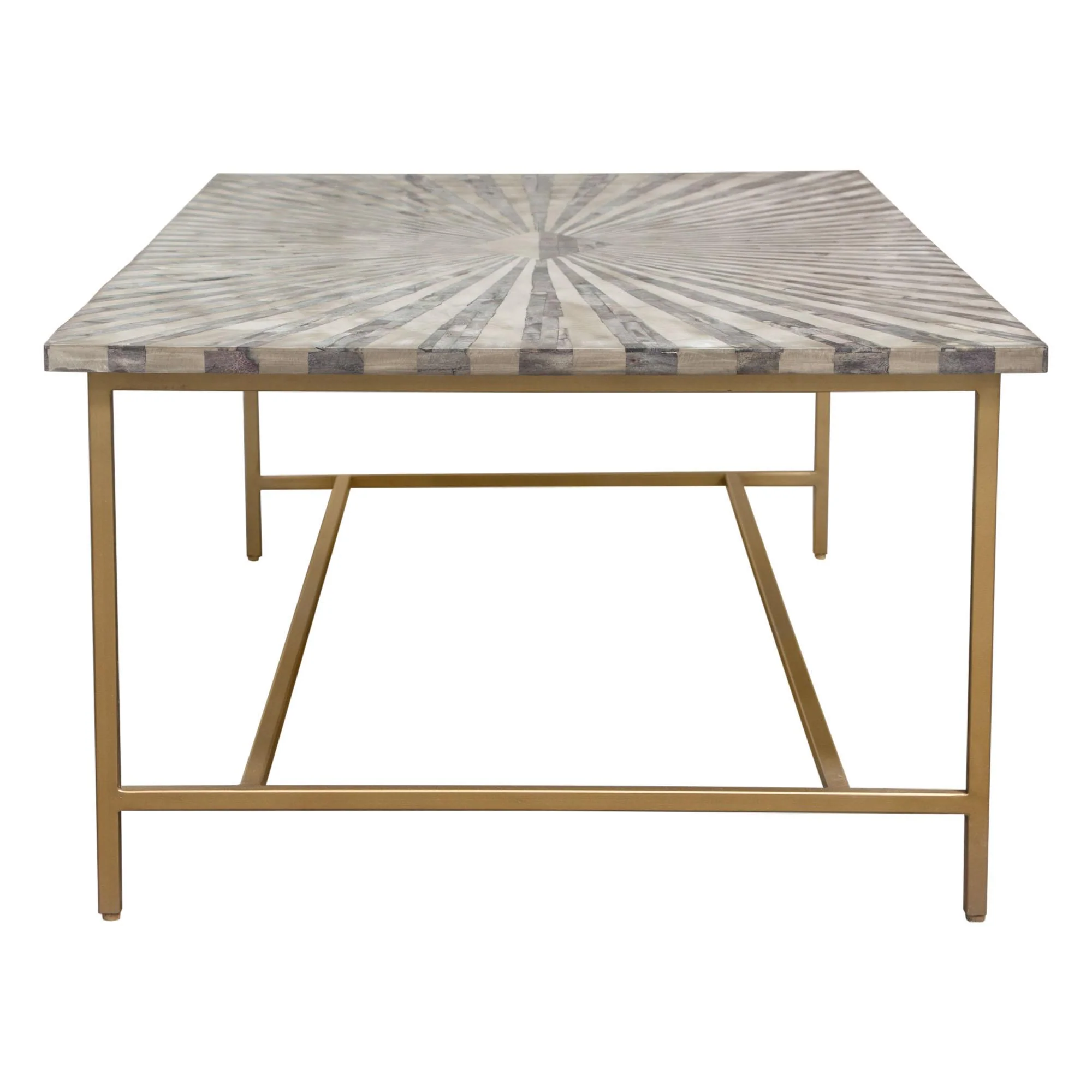 Prisma Cocktail Table w/ Dyed Bone Inlay Sunburst Top & Brass Legs by Diamond Sofa - Image 5